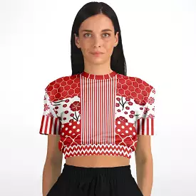 Red Short Sleeve Cropped Sweater