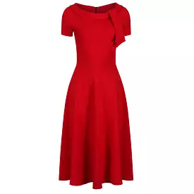 Red Swing Dress with Vintage Red Neck Tie & Short Sleeves