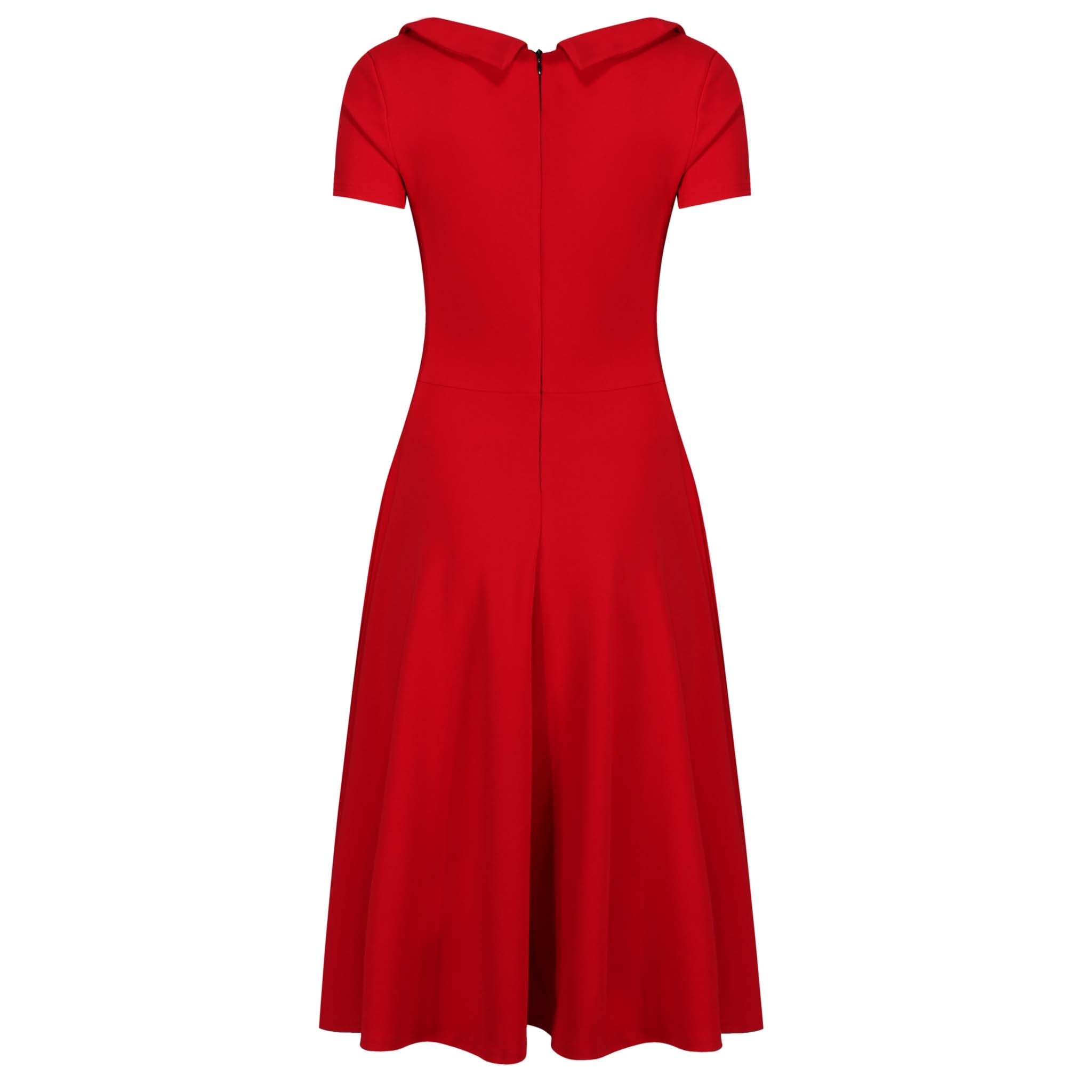 Red Swing Dress with Vintage Red Neck Tie & Short Sleeves