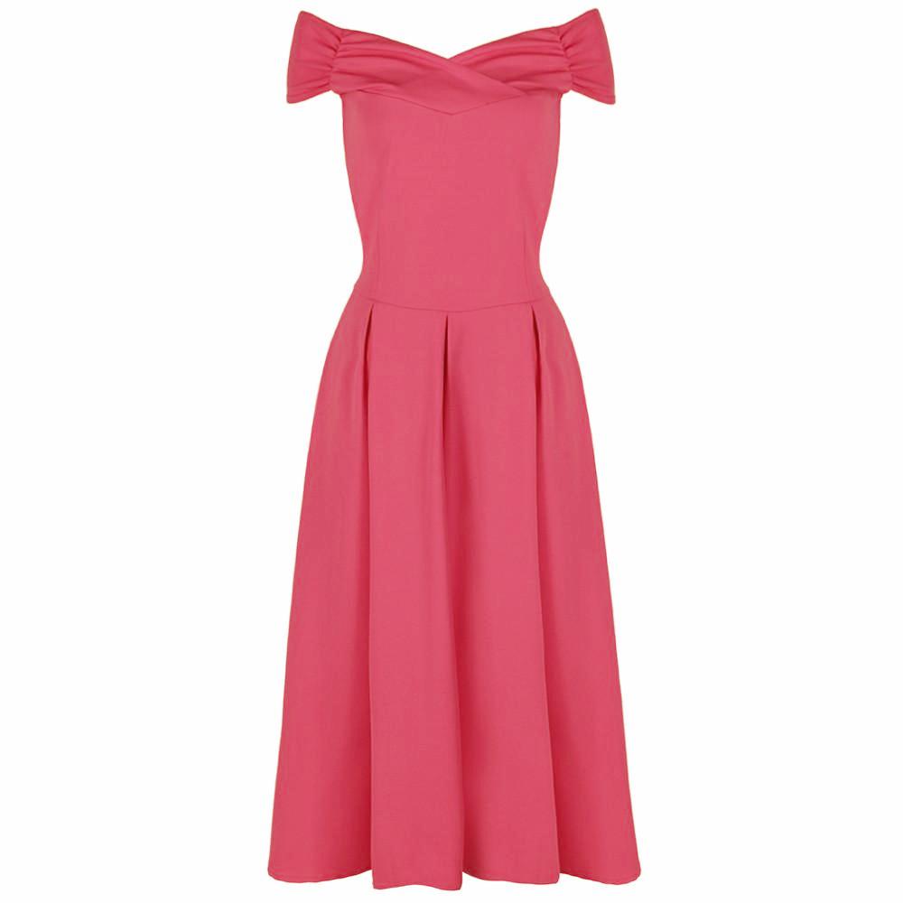 Rose Pink Vintage Bardot Dress