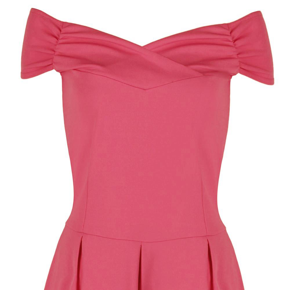 Rose Pink Vintage Bardot Dress