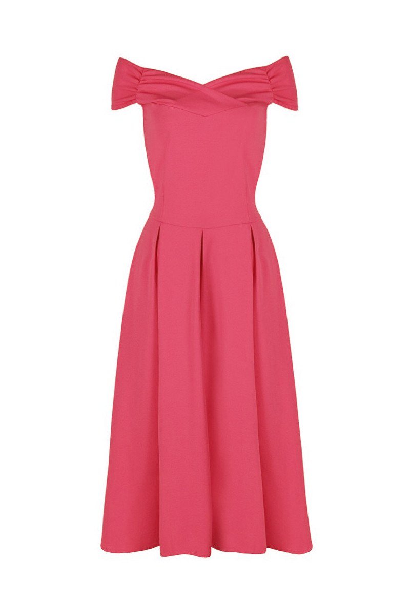 Rose Pink Vintage Bardot Dress