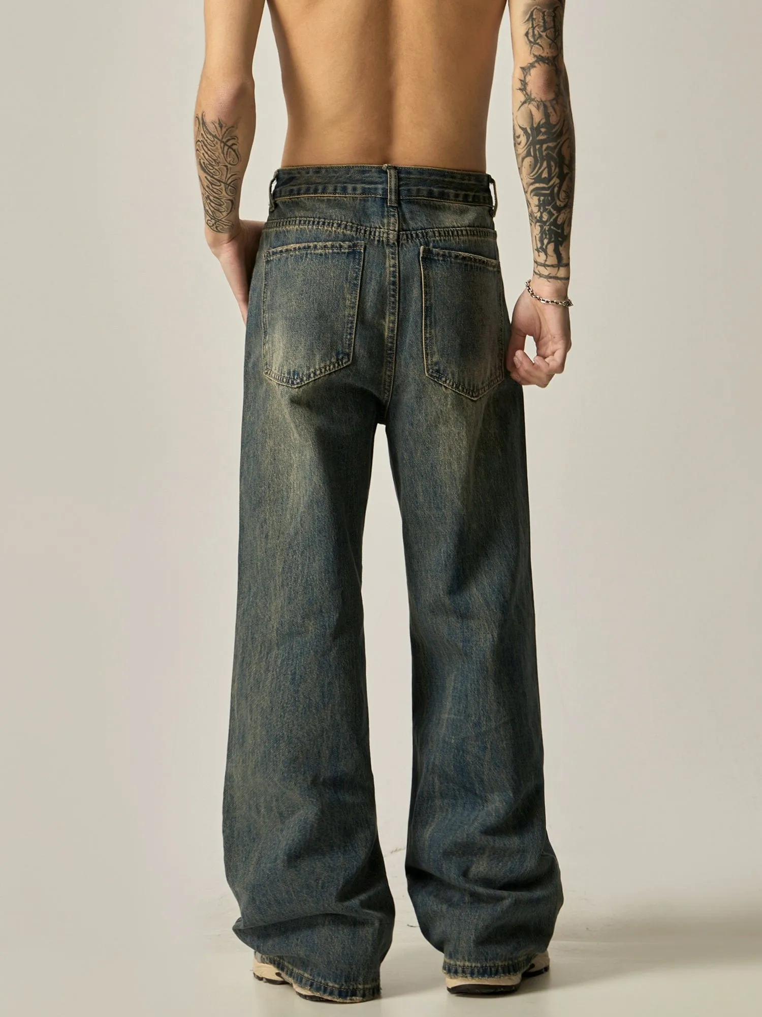 Retro Blue Straight Denim Jeans