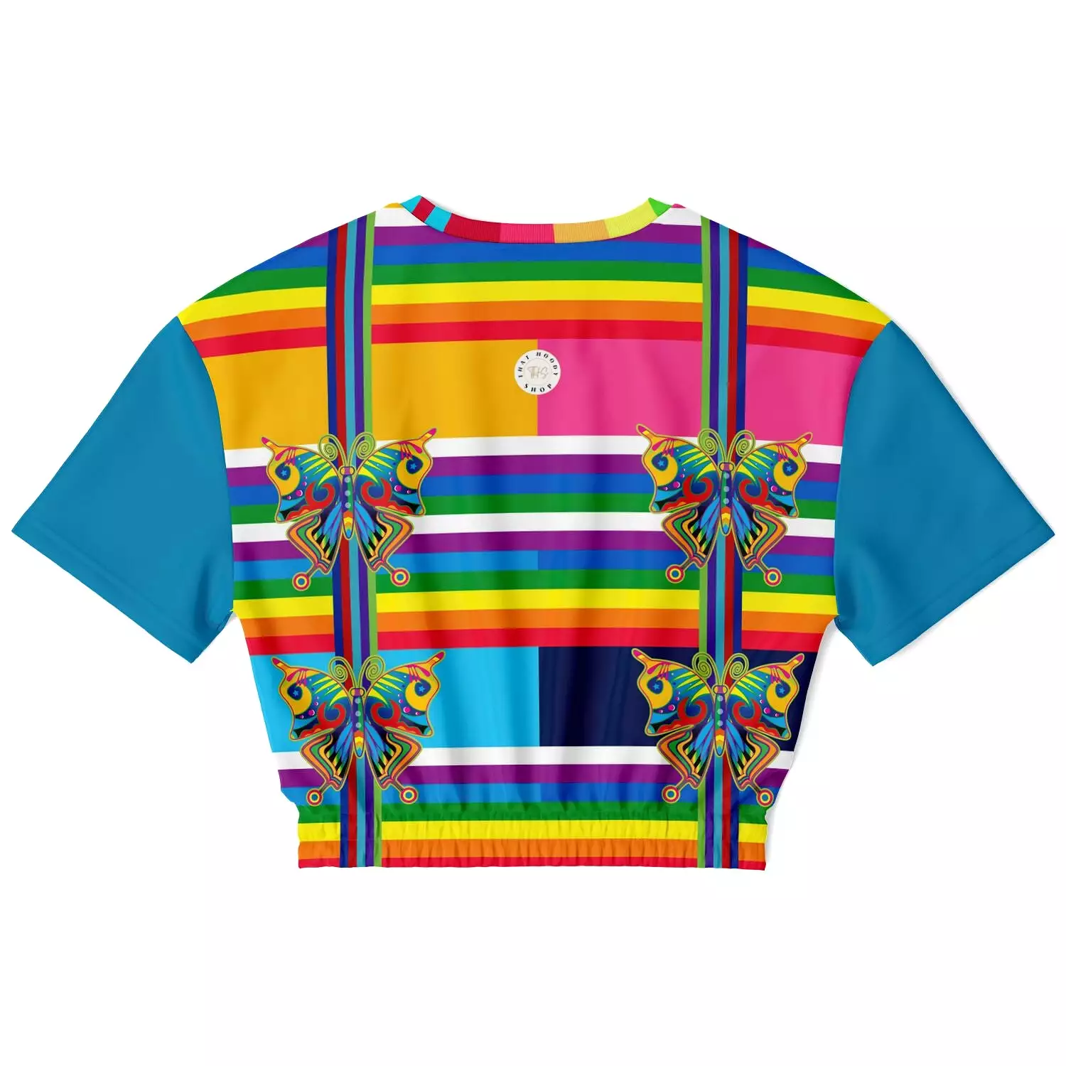 San Diego Rainbow Stripe Short Sleeve Cropped Sweater