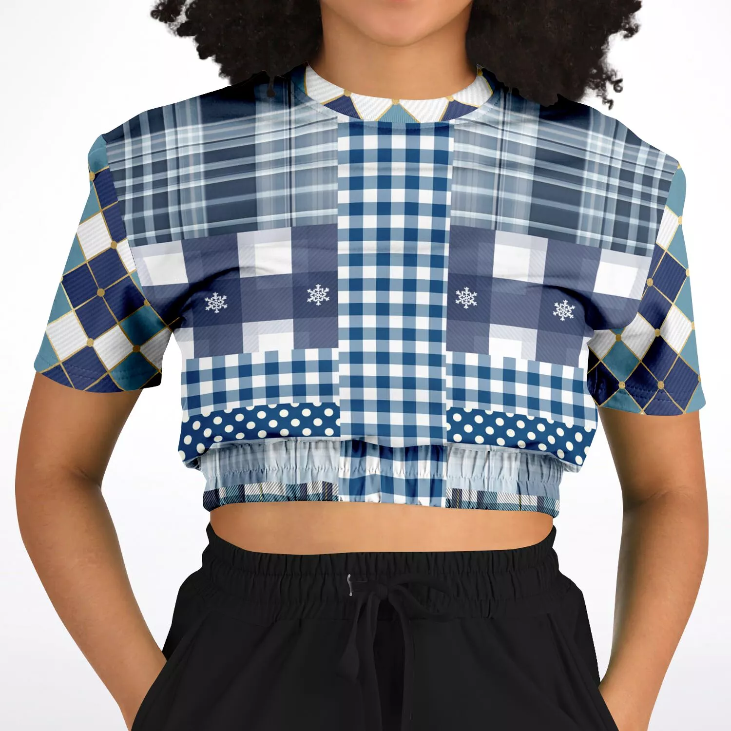 Short Sleeve Cropped Sweater - Blue Diamond Phillips - Eco-Poly - Shop Now