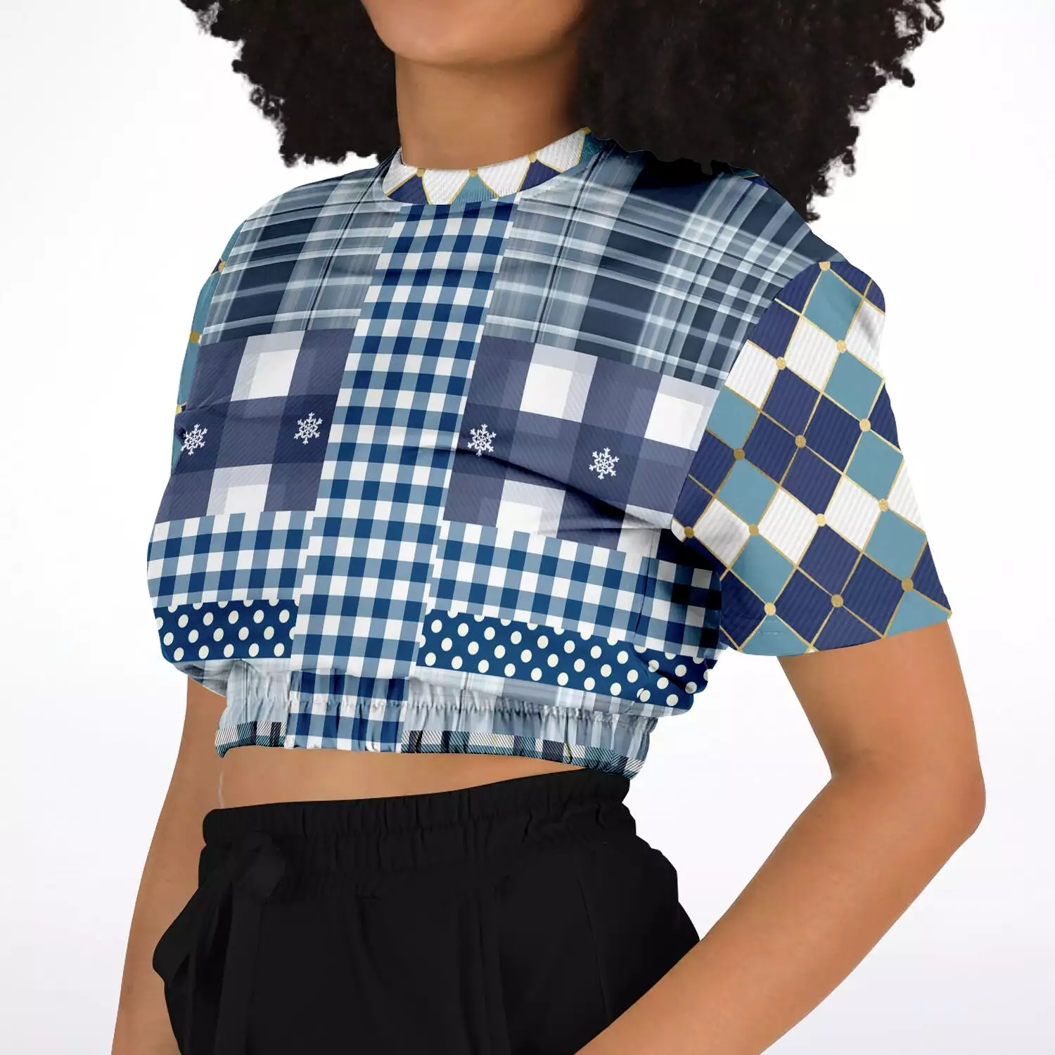 Short Sleeve Cropped Sweater - Blue Diamond Phillips - Eco-Poly - Shop Now