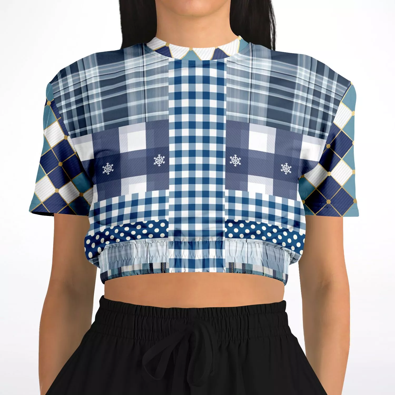 Short Sleeve Cropped Sweater - Blue Diamond Phillips - Eco-Poly - Shop Now