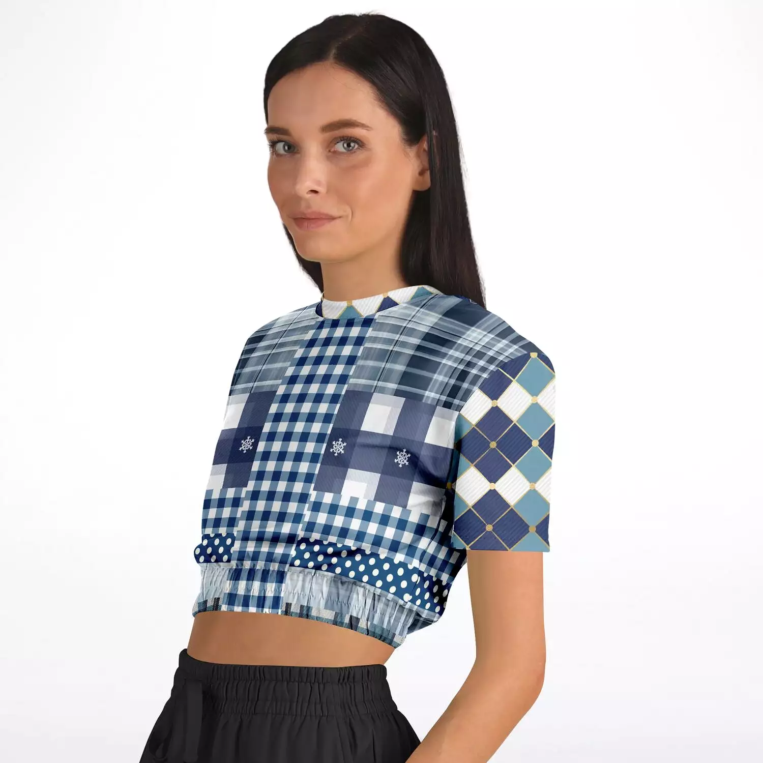 Short Sleeve Cropped Sweater - Blue Diamond Phillips - Eco-Poly - Shop Now