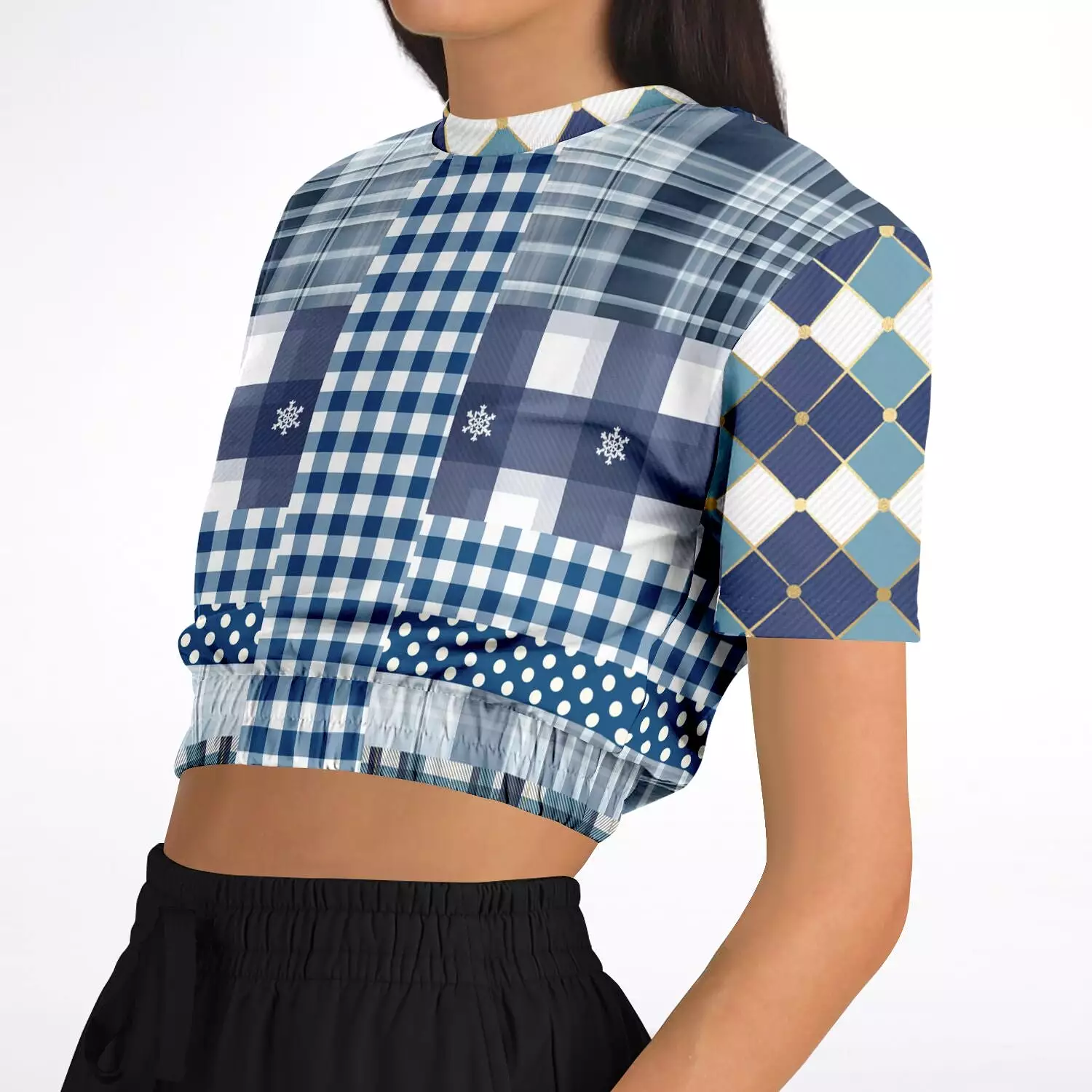 Short Sleeve Cropped Sweater - Blue Diamond Phillips - Eco-Poly - Shop Now