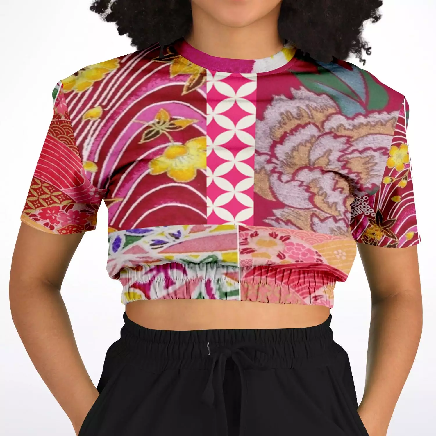 Short Sleeve Cropped Sweater - Queen Lili'uokalani Eco-Poly Collection