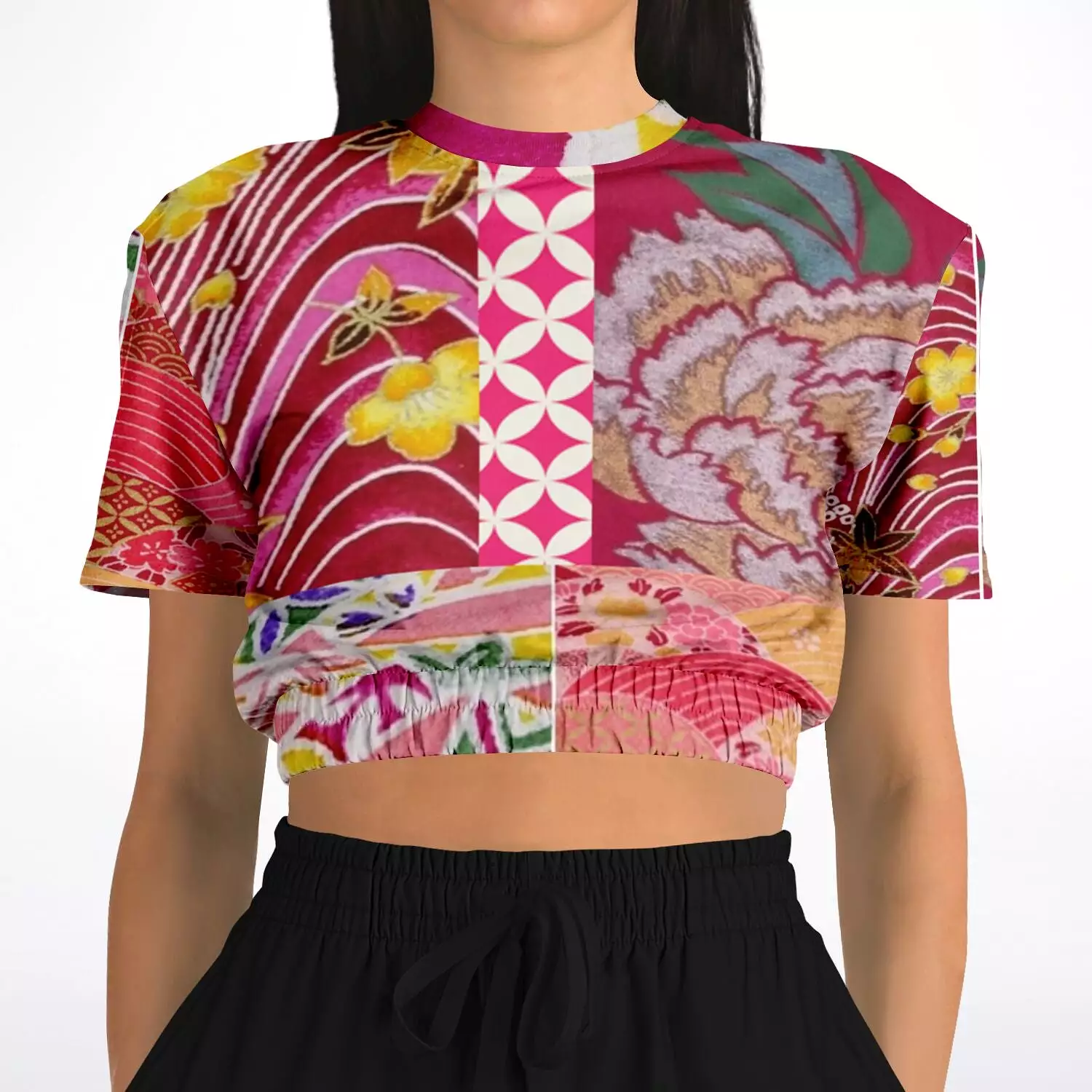 Short Sleeve Cropped Sweater - Queen Lili'uokalani Eco-Poly Collection