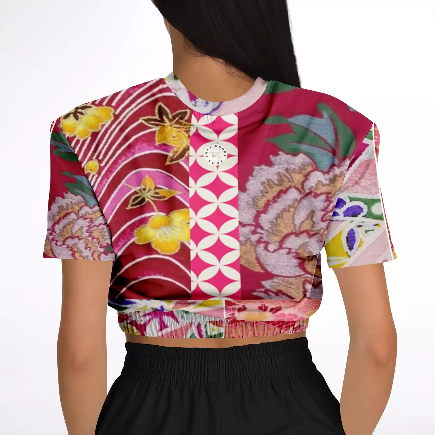 Short Sleeve Cropped Sweater - Queen Lili'uokalani Eco-Poly Collection