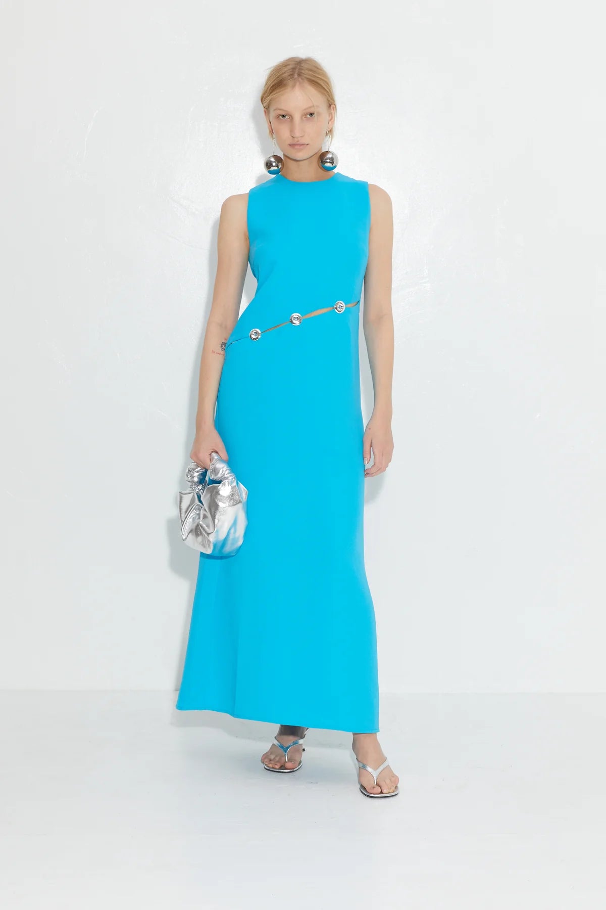 Simon Miller Sleeveless Crepe Dress Blue Lagoon