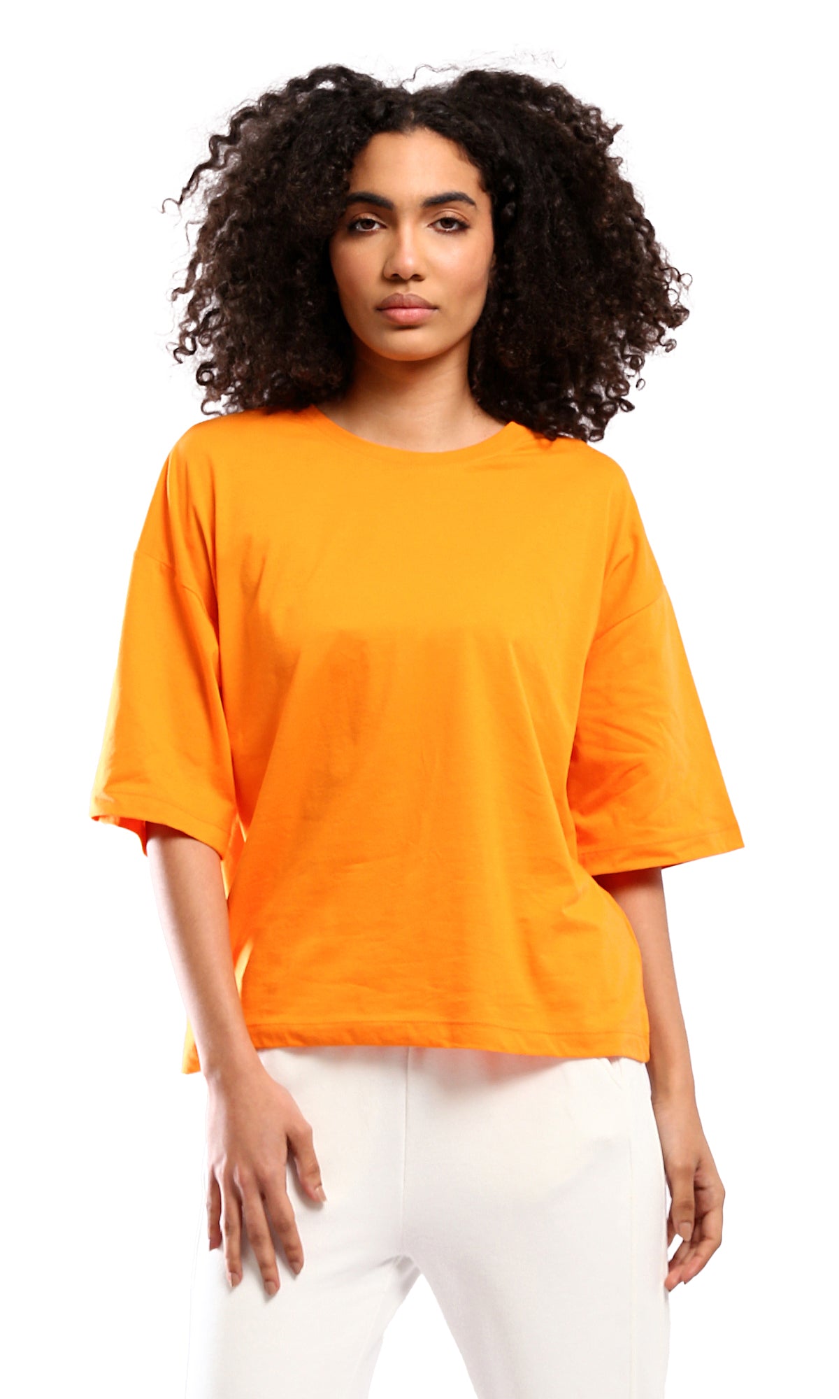 Solid Orange Slip On Cotton Tee Comfy