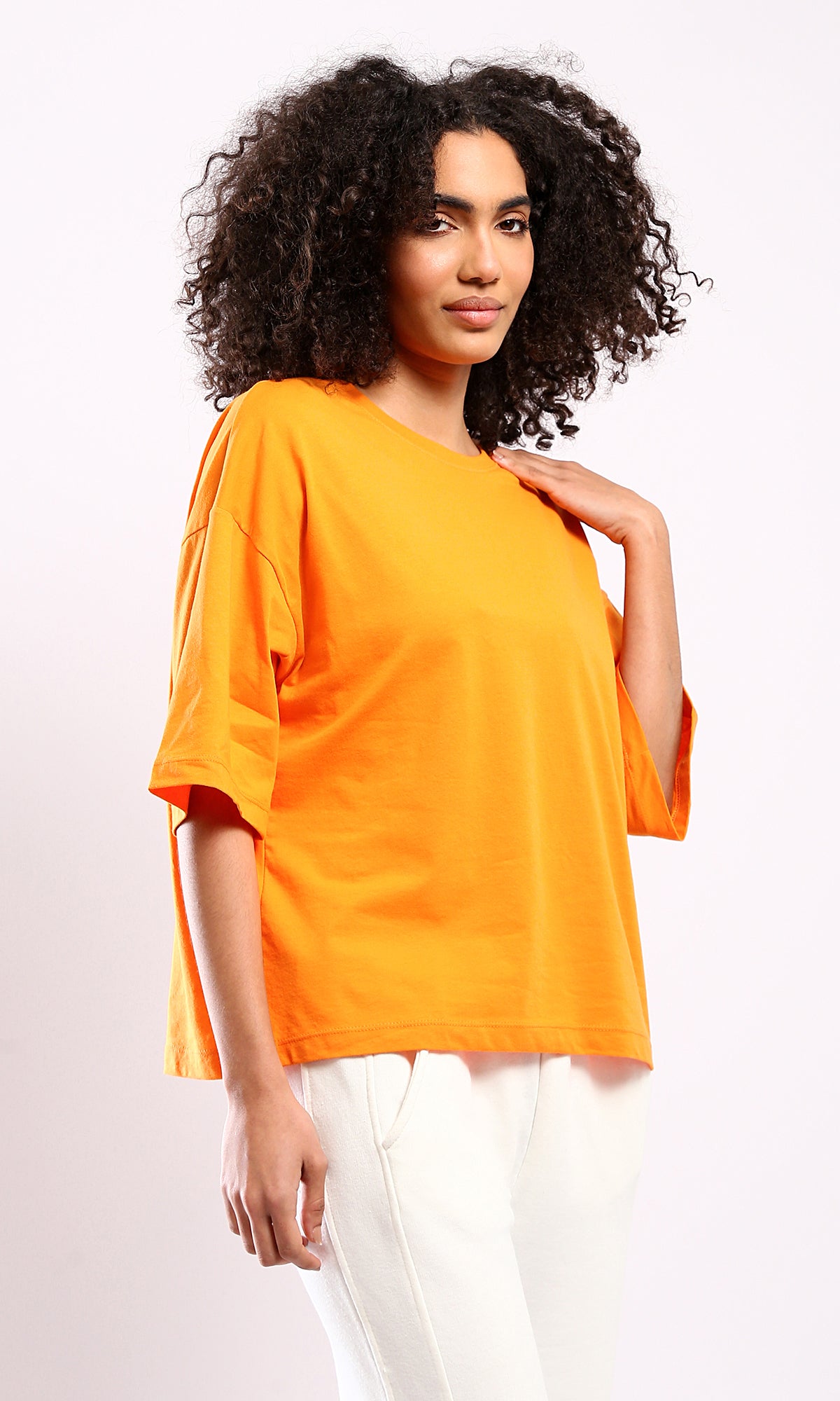 Solid Orange Slip On Cotton Tee Comfy