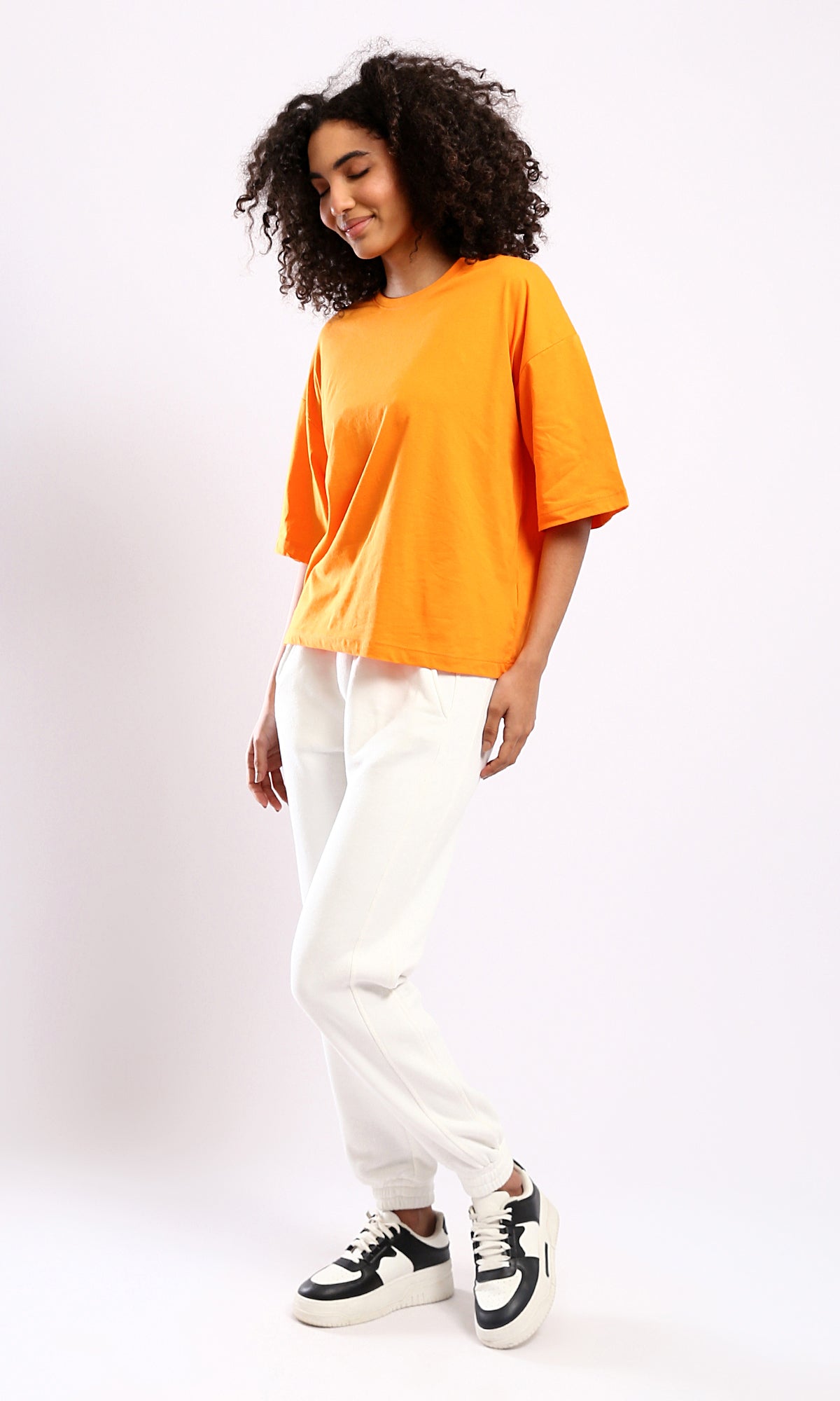 Solid Orange Slip On Cotton Tee Comfy