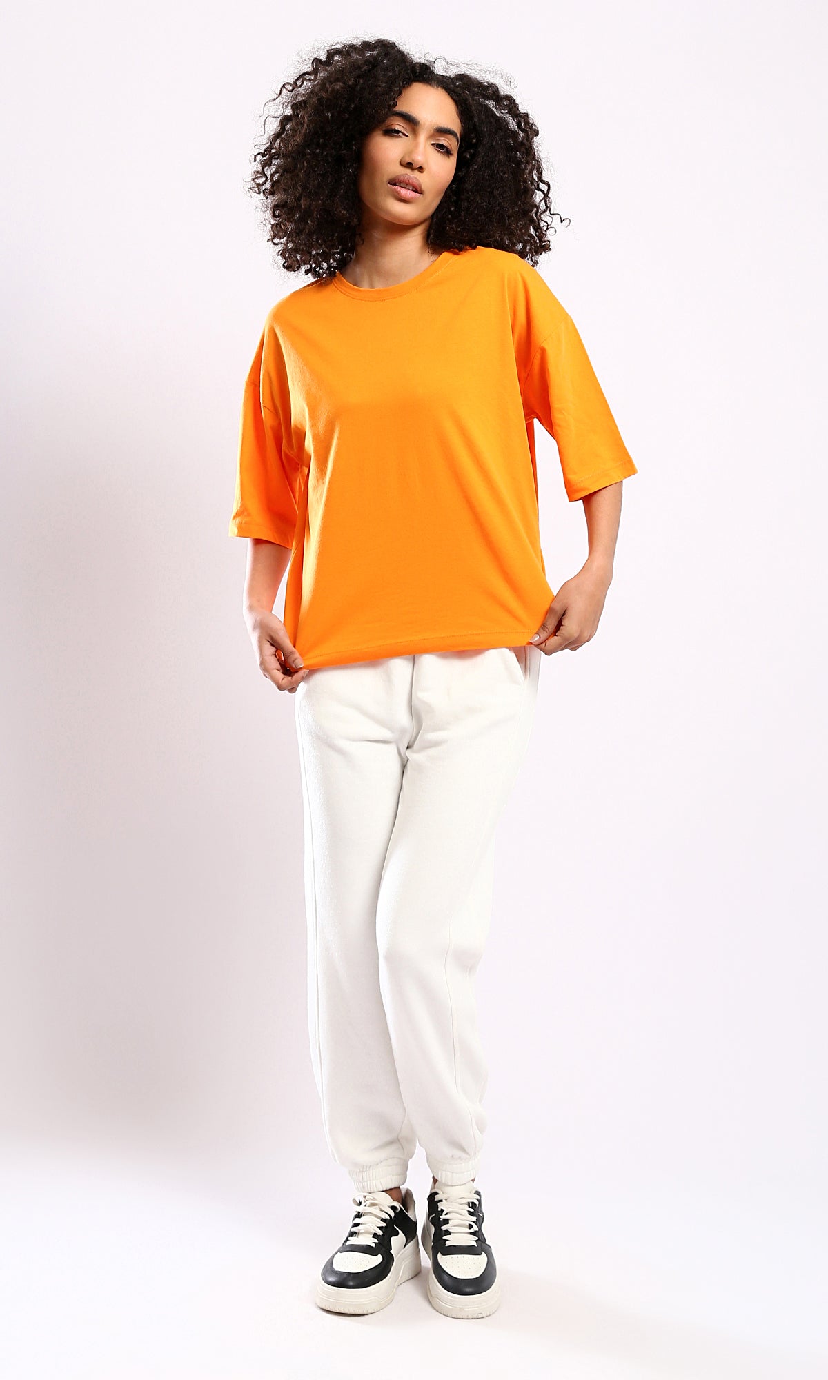 Solid Orange Slip On Cotton Tee Comfy