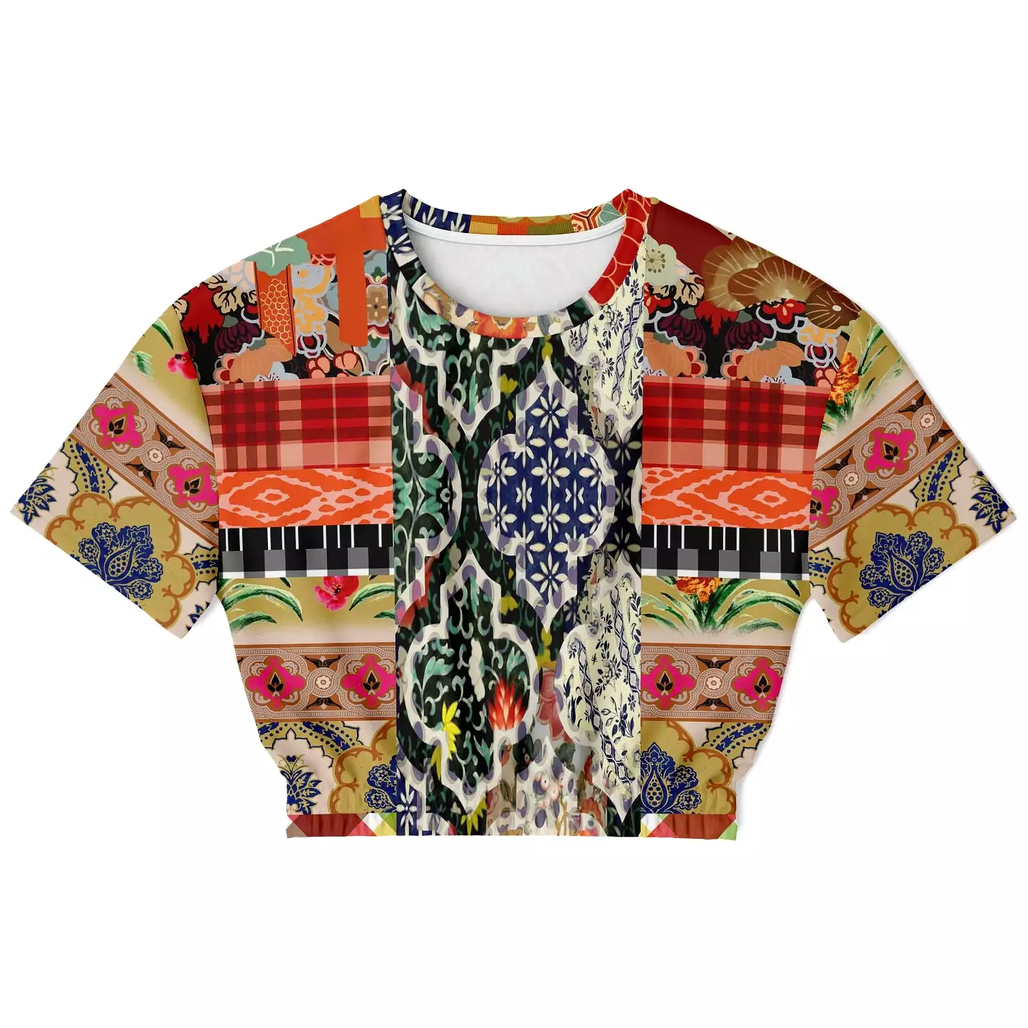 Solvang Short Sleeve Cropped Sweater - Flowers - Eco-Poly Material