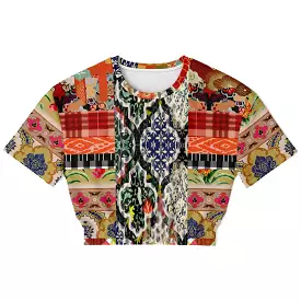 Solvang Short Sleeve Cropped Sweater - Flowers - Eco-Poly Material