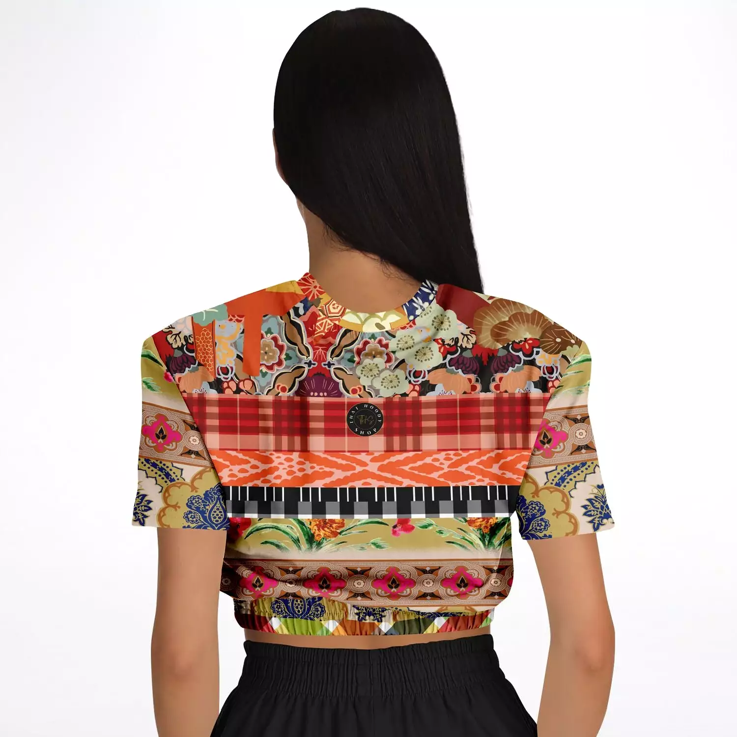 Solvang Short Sleeve Cropped Sweater - Flowers - Eco-Poly Material