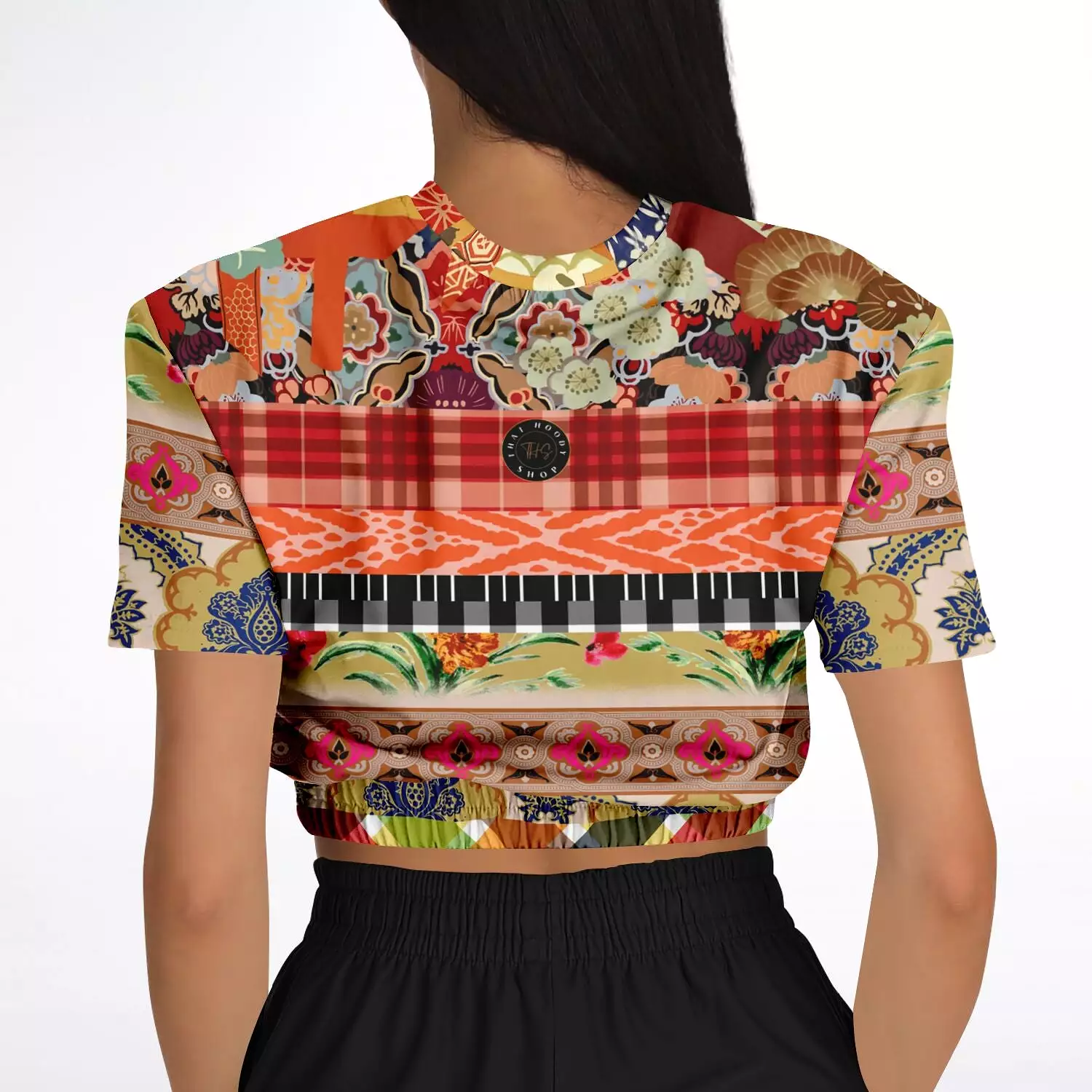 Solvang Short Sleeve Cropped Sweater - Flowers - Eco-Poly Material