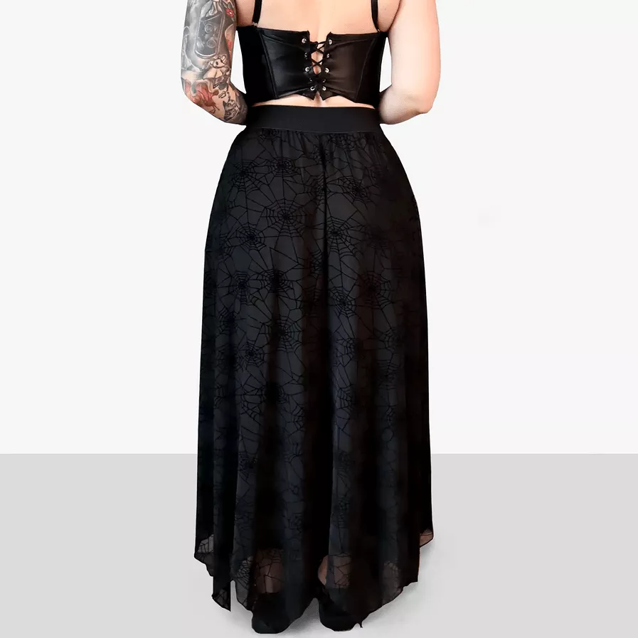 Spiderweb Mesh Maxi Skirt with Lining