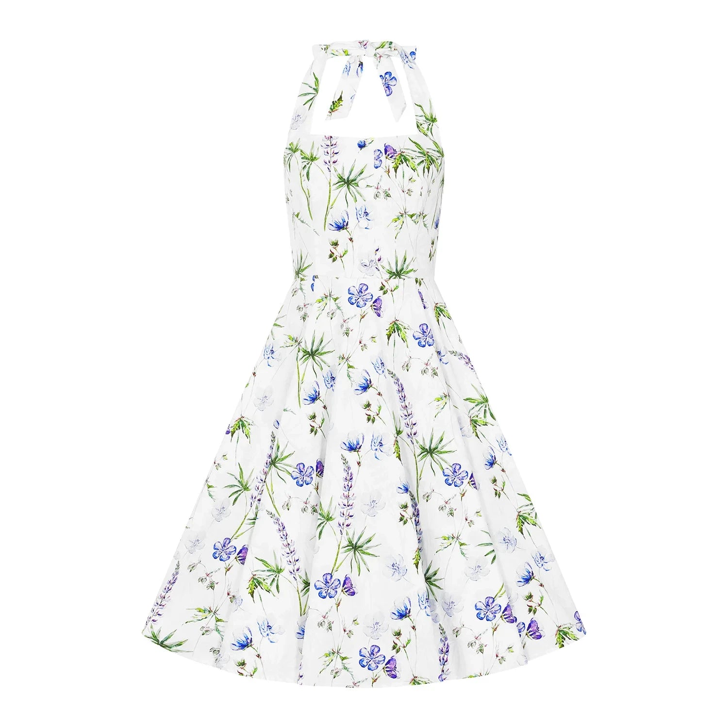 Spring Floral Halterneck Swing Tea Dress - Shop now!