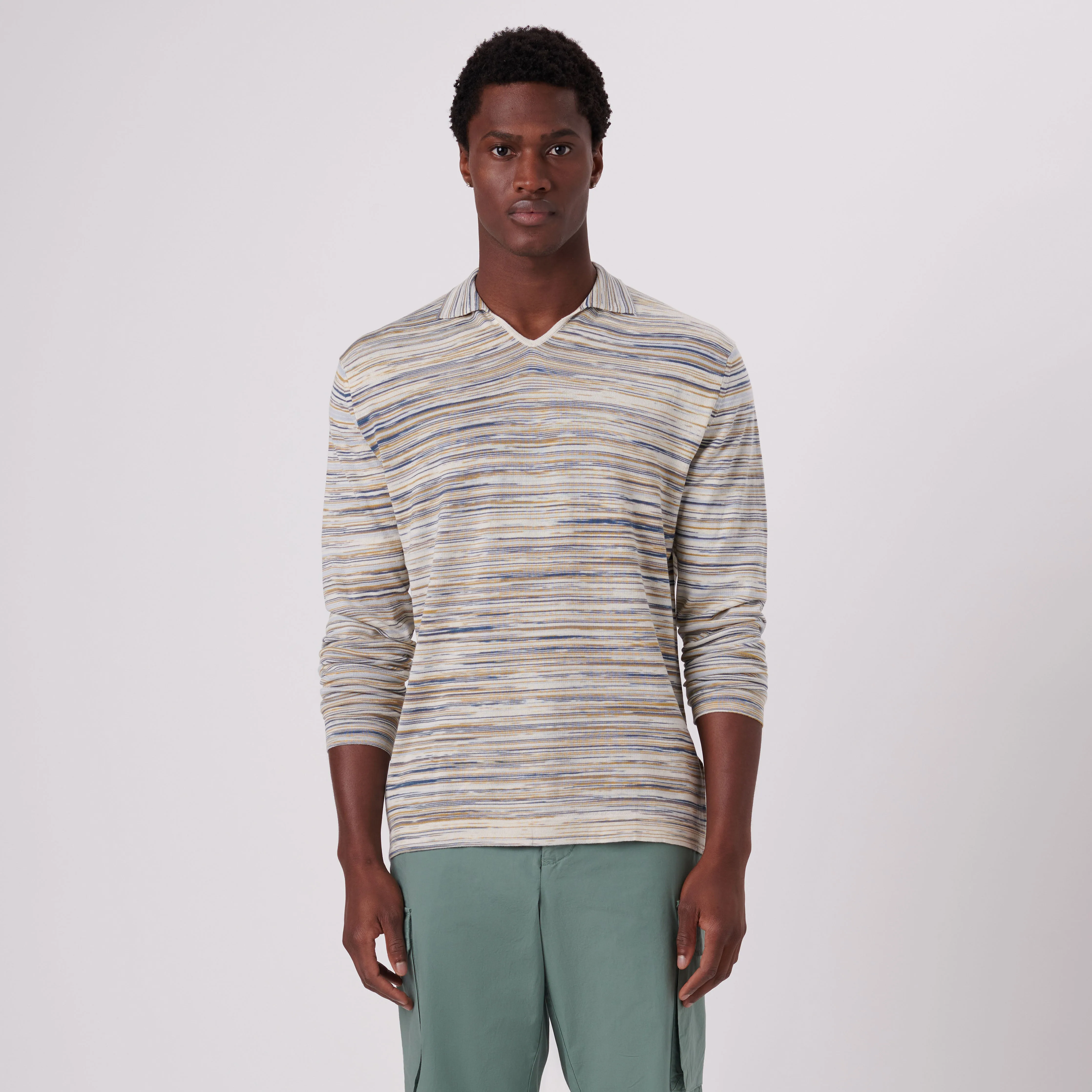 Riviera V-Neck Sweater with Stripes - Shop Now.