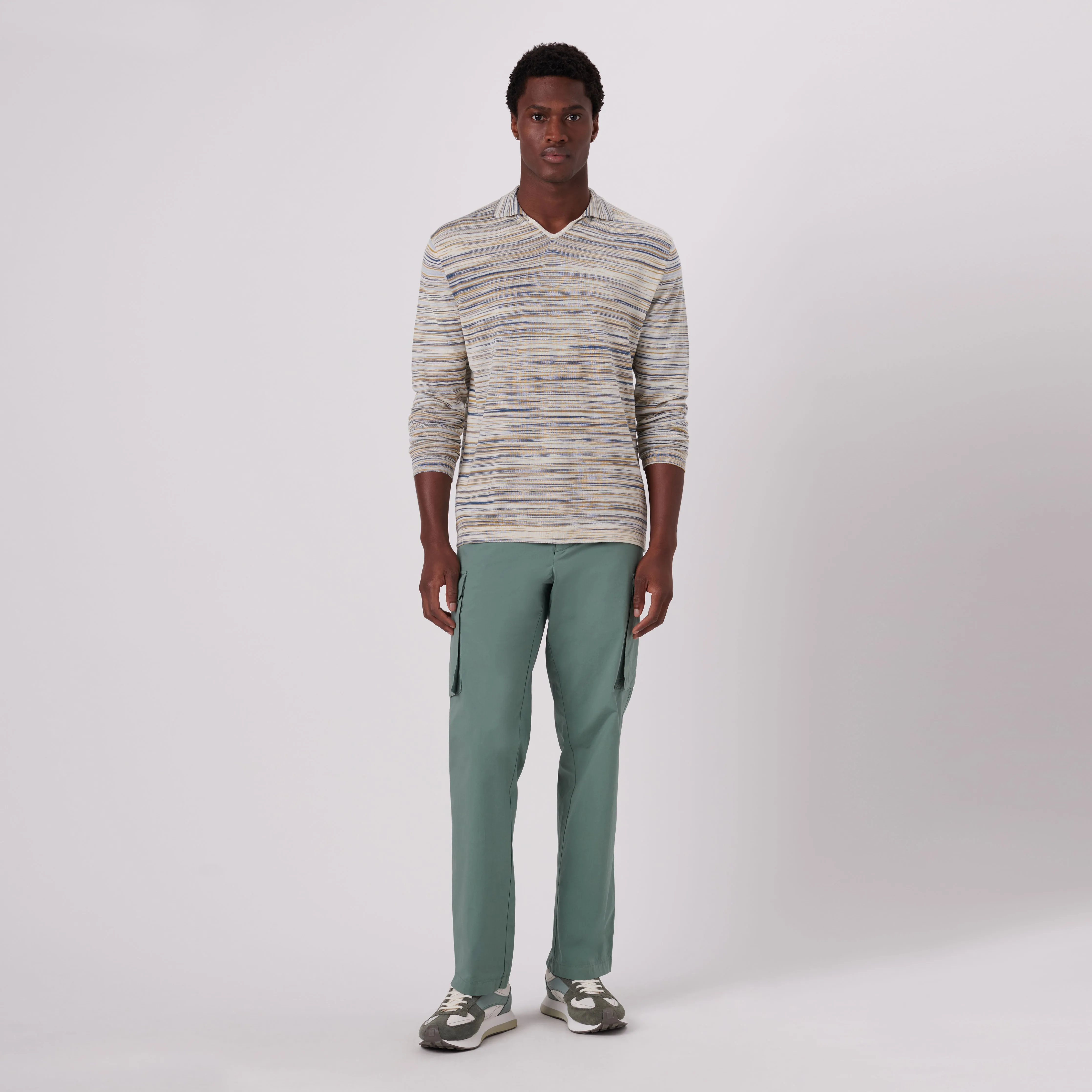 Riviera V-Neck Sweater with Stripes - Shop Now.