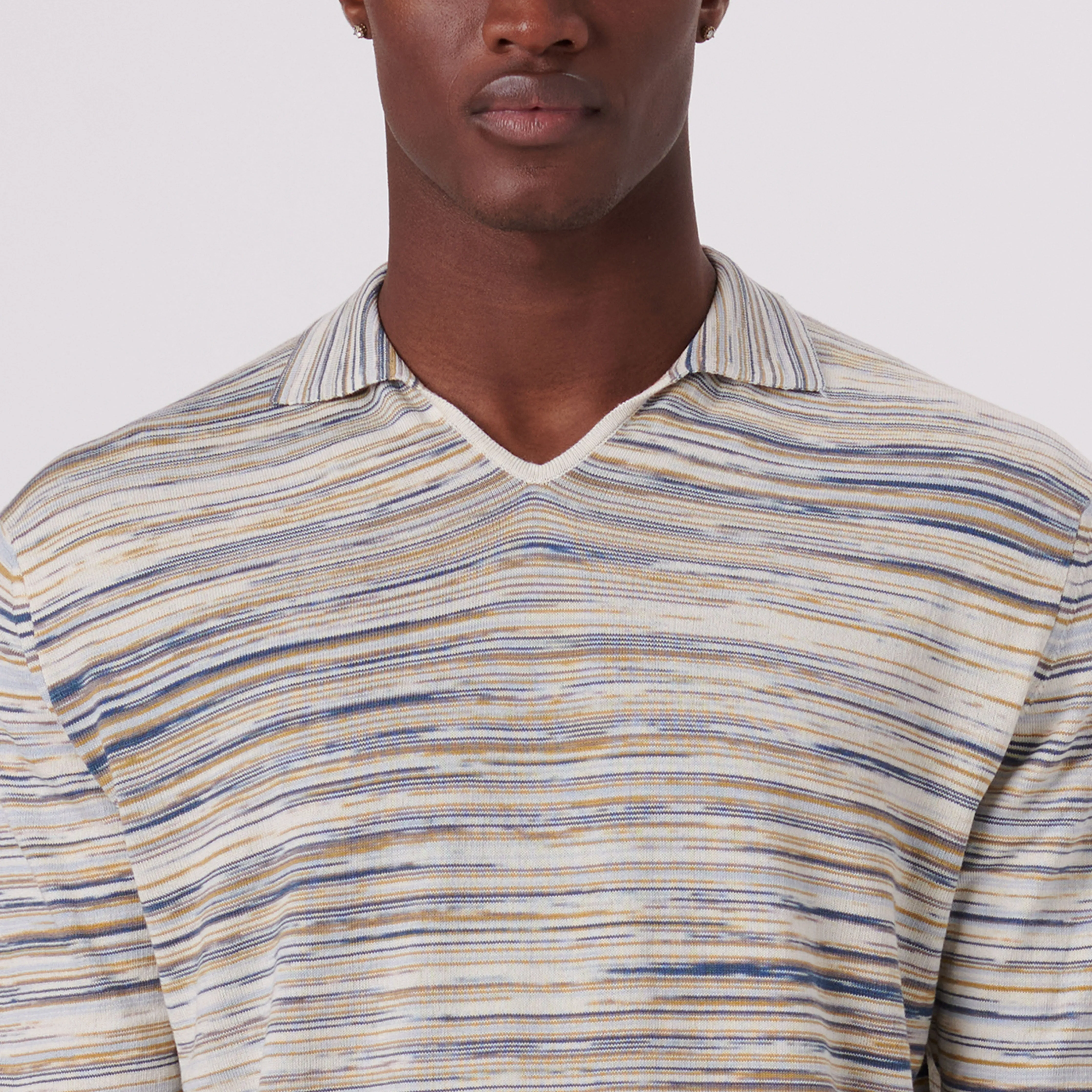 Riviera V-Neck Sweater with Stripes - Shop Now.