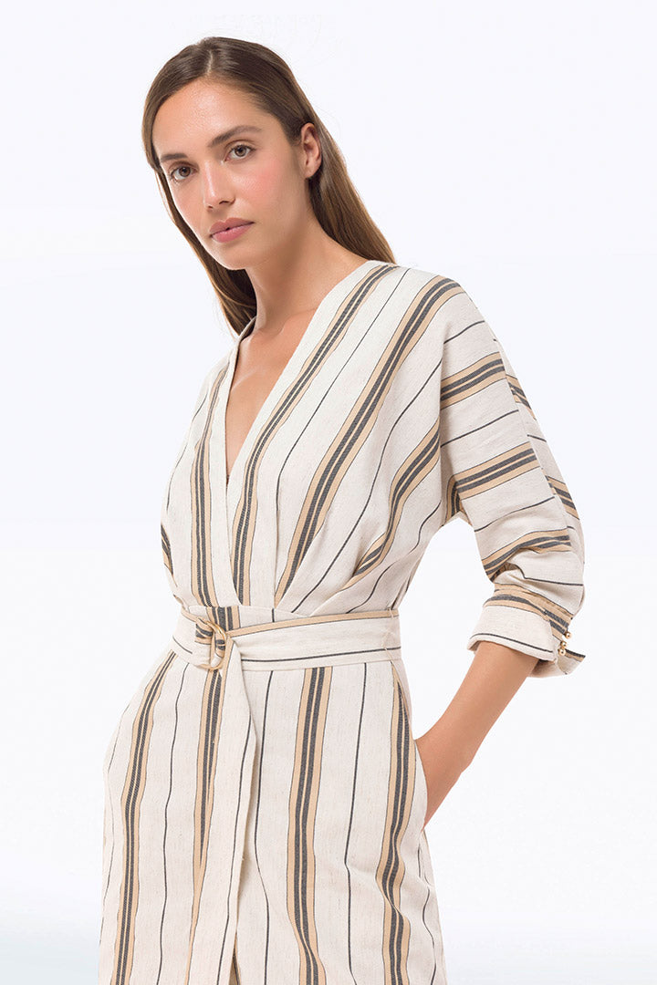 Striped V-neck Dress - Best Deals Online