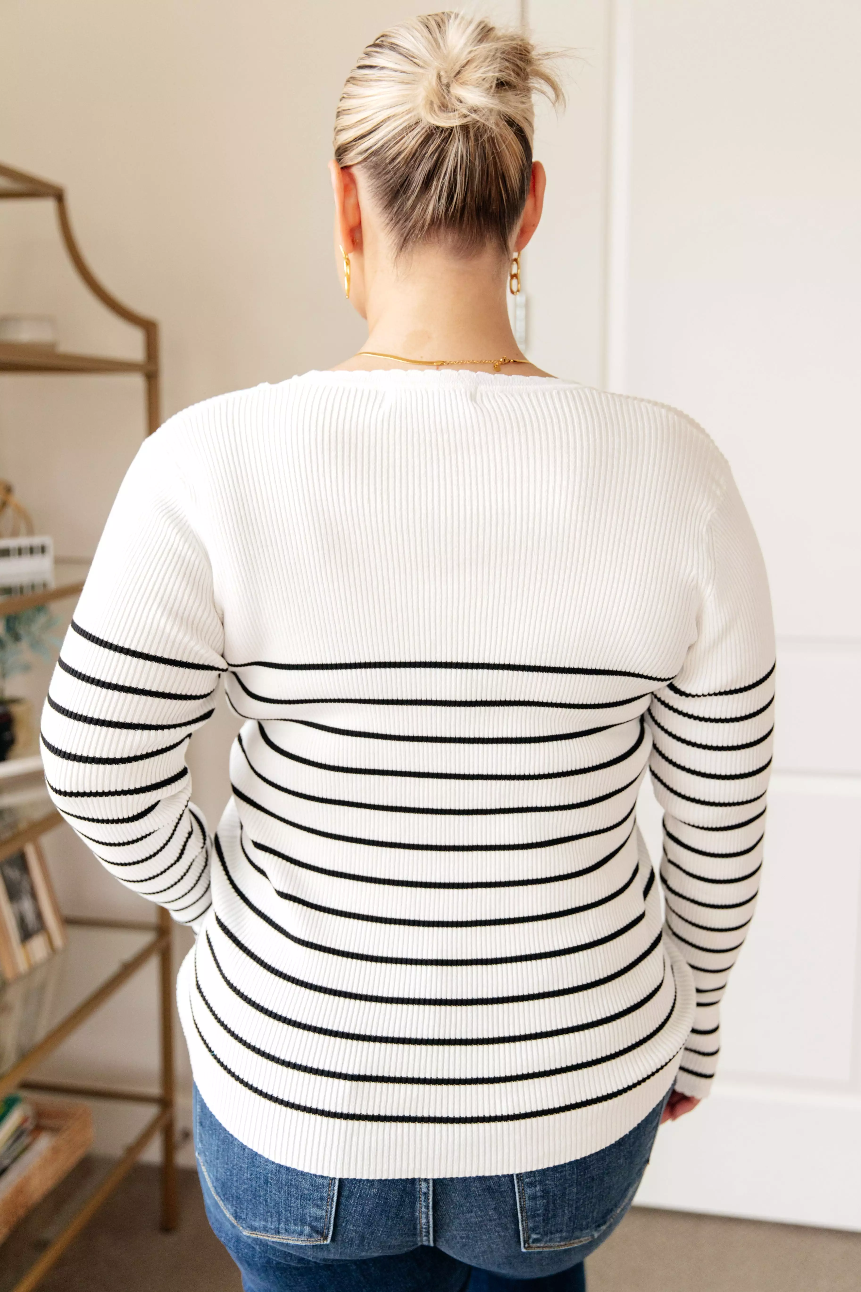 Striped V-Neck Sweater for Women