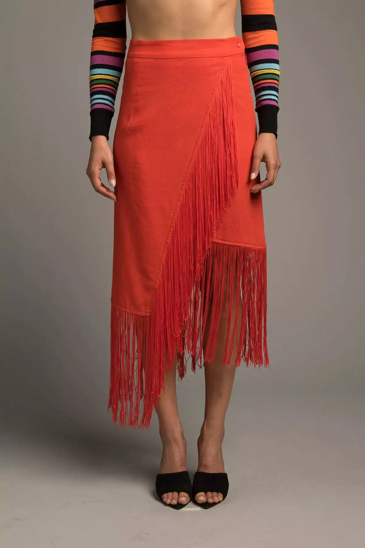 Superb Benefits Terracotta Fringe Skirt