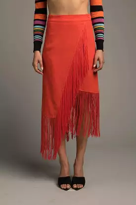 Superb Benefits Terracotta Fringe Skirt