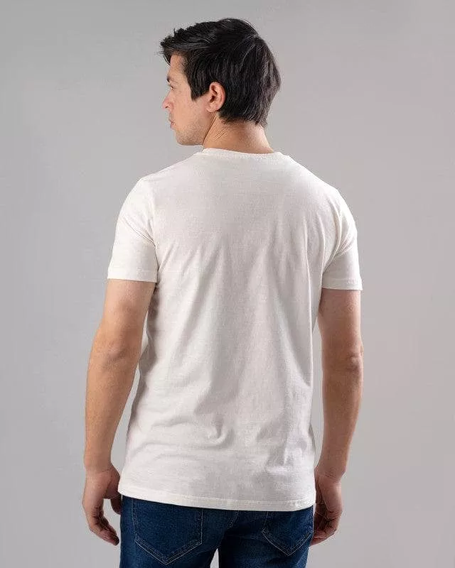 T-Shirt - Off White with Round Neck and Print