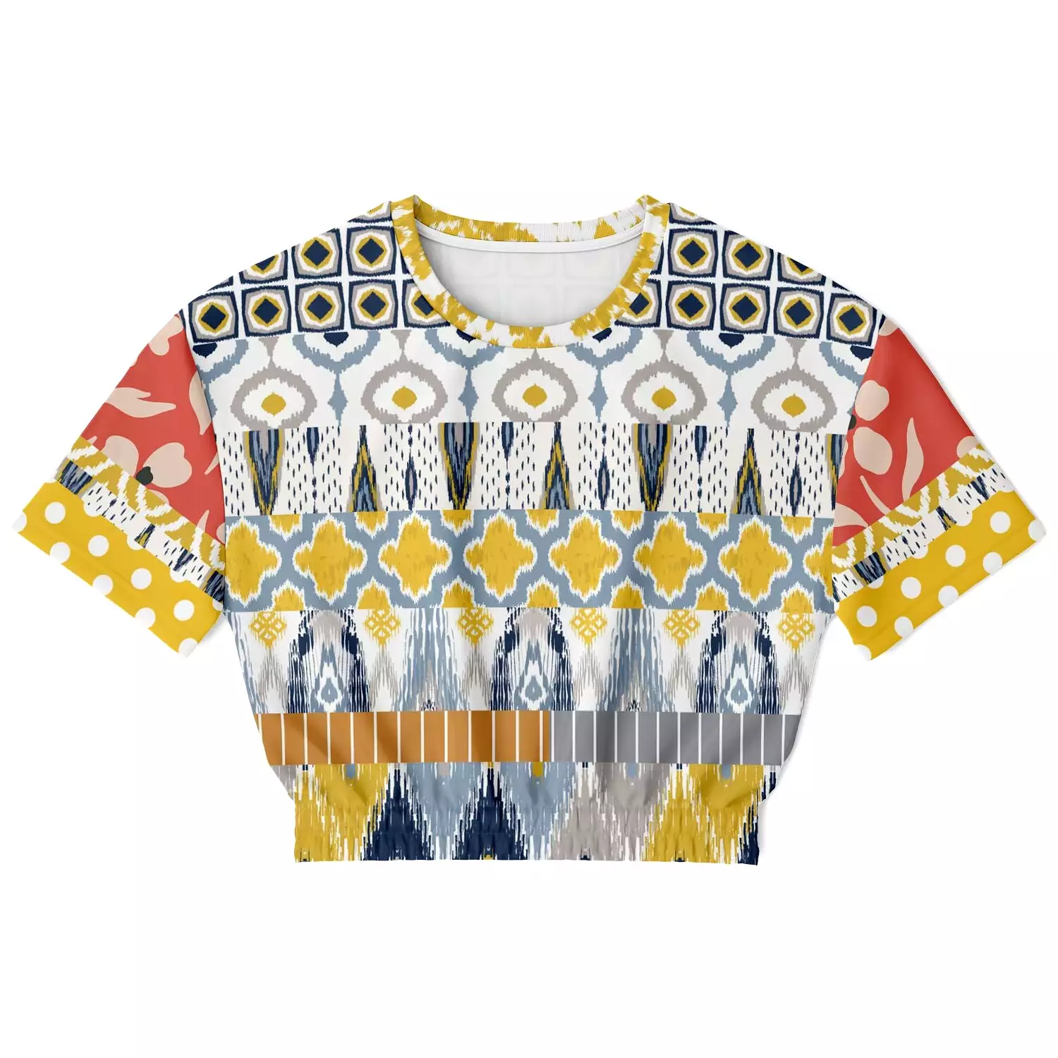 Tallulah Bankhead Patchwork Sweater - Short Sleeve, Cropped, Eco-Poly