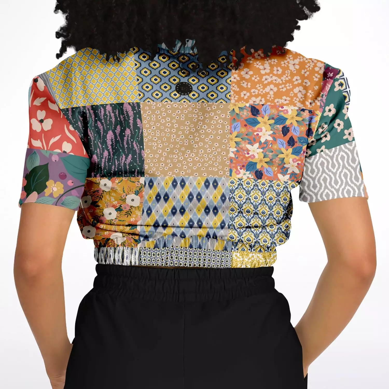 Tallulah Bankhead Quilt Short Sleeve Cropped Sweater