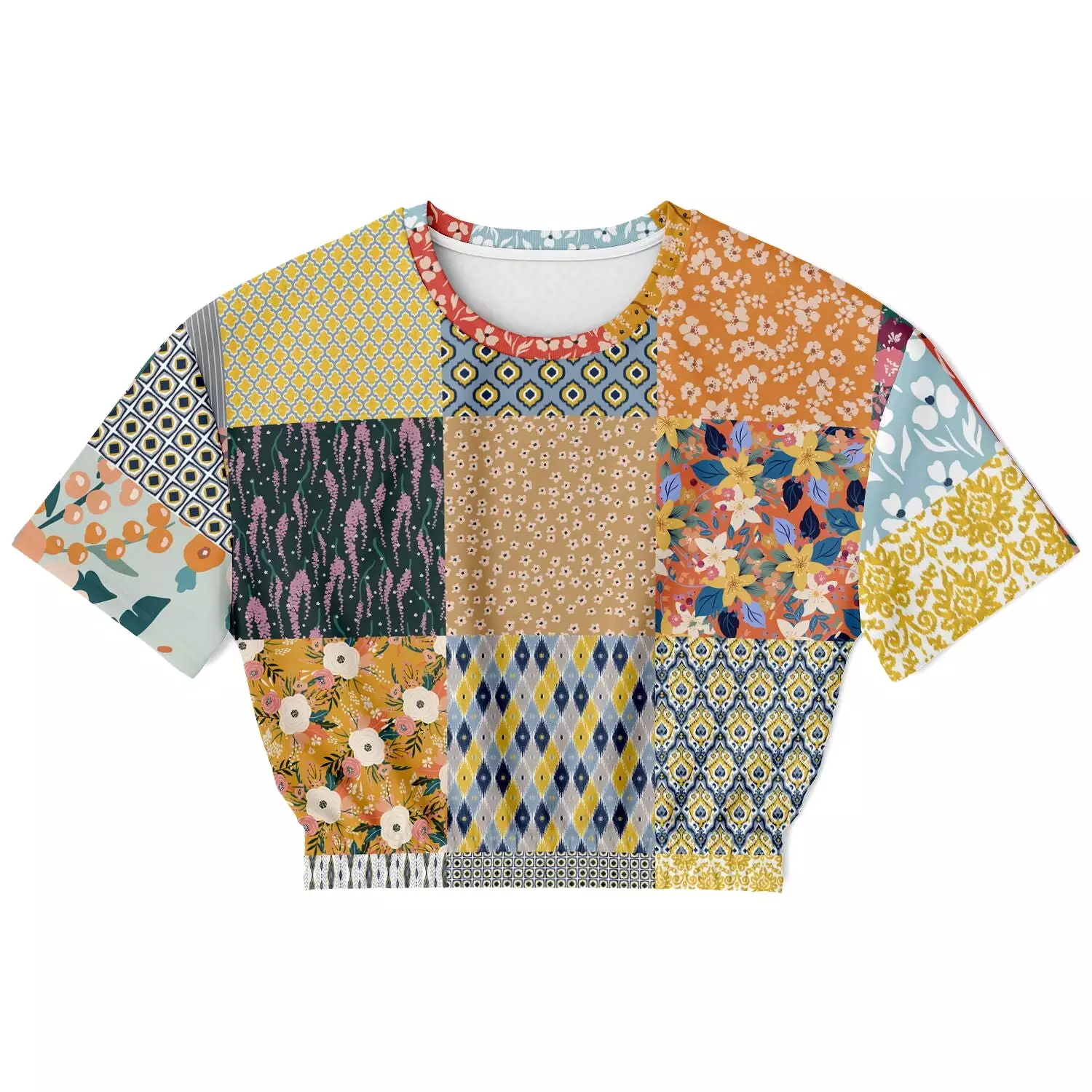 Tallulah Bankhead Quilt Short Sleeve Cropped Sweater