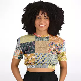 Tallulah Bankhead Quilt Short Sleeve Cropped Sweater