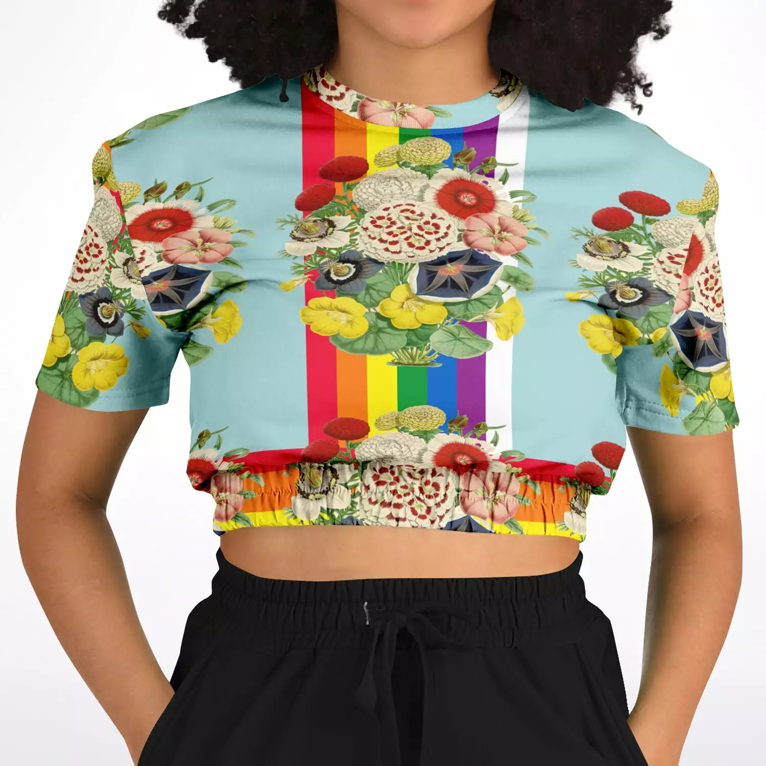 Technicolor Cropped Sweater - Short Sleeve - Eco-Poly