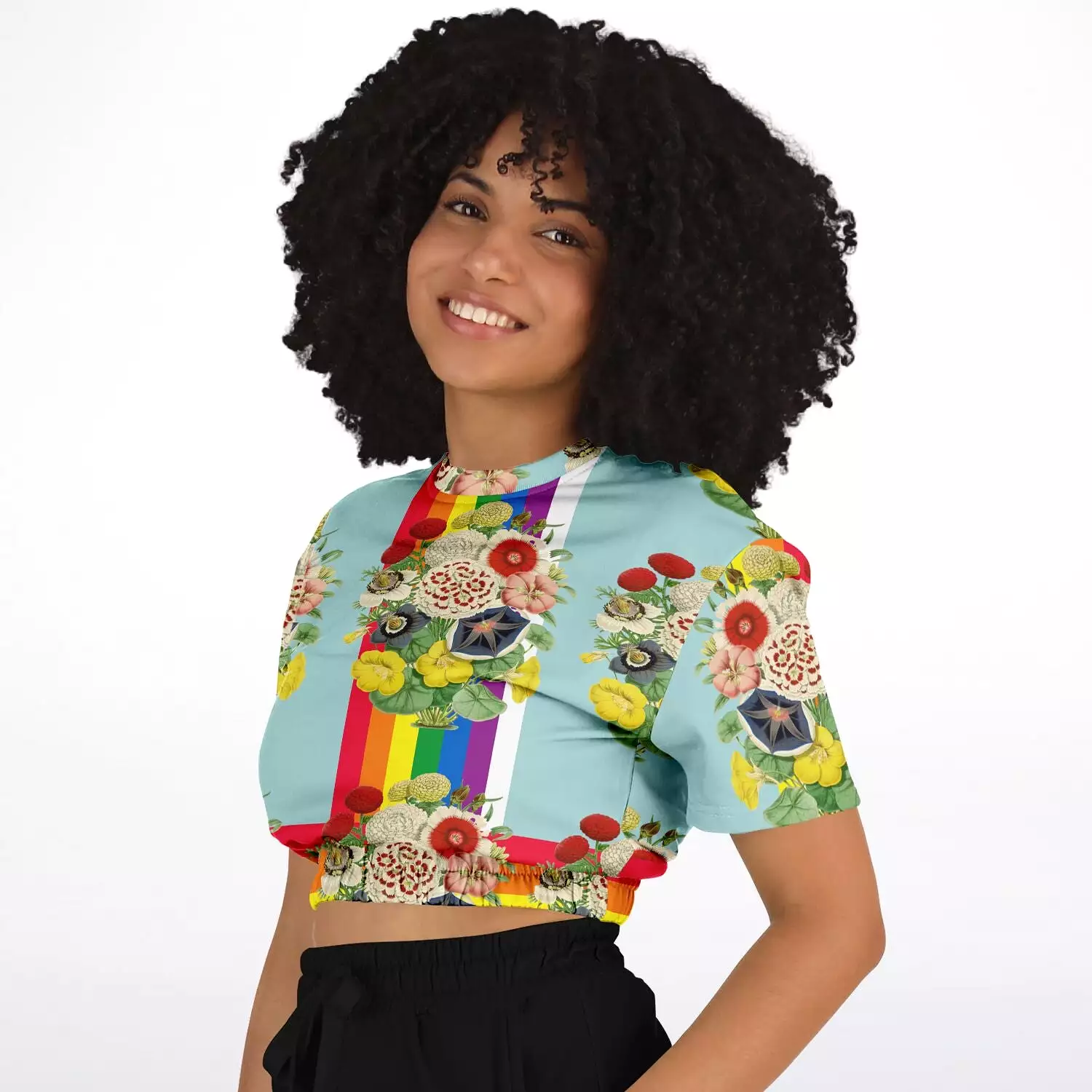 Technicolor Cropped Sweater - Short Sleeve - Eco-Poly