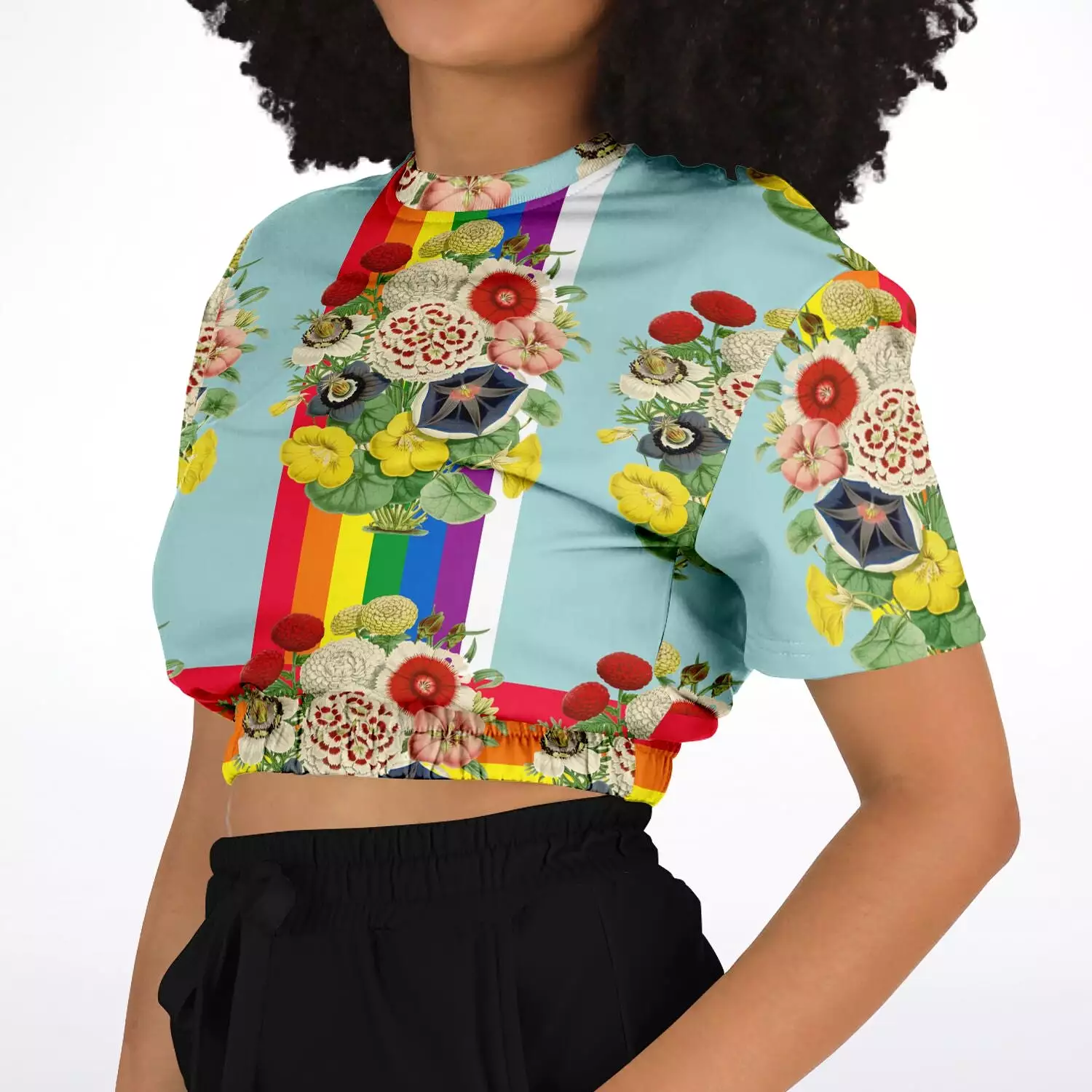 Technicolor Cropped Sweater - Short Sleeve - Eco-Poly