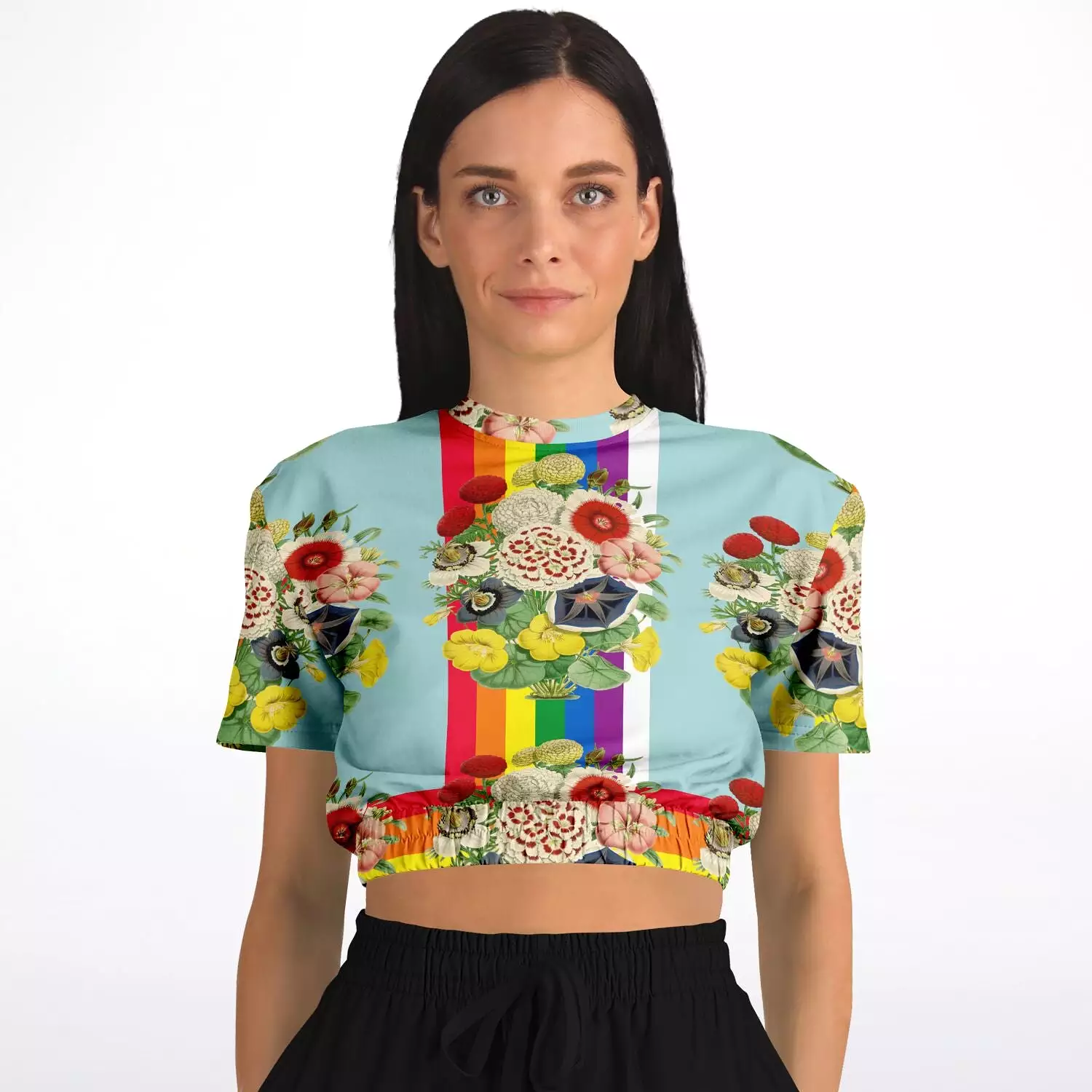 Technicolor Cropped Sweater - Short Sleeve - Eco-Poly