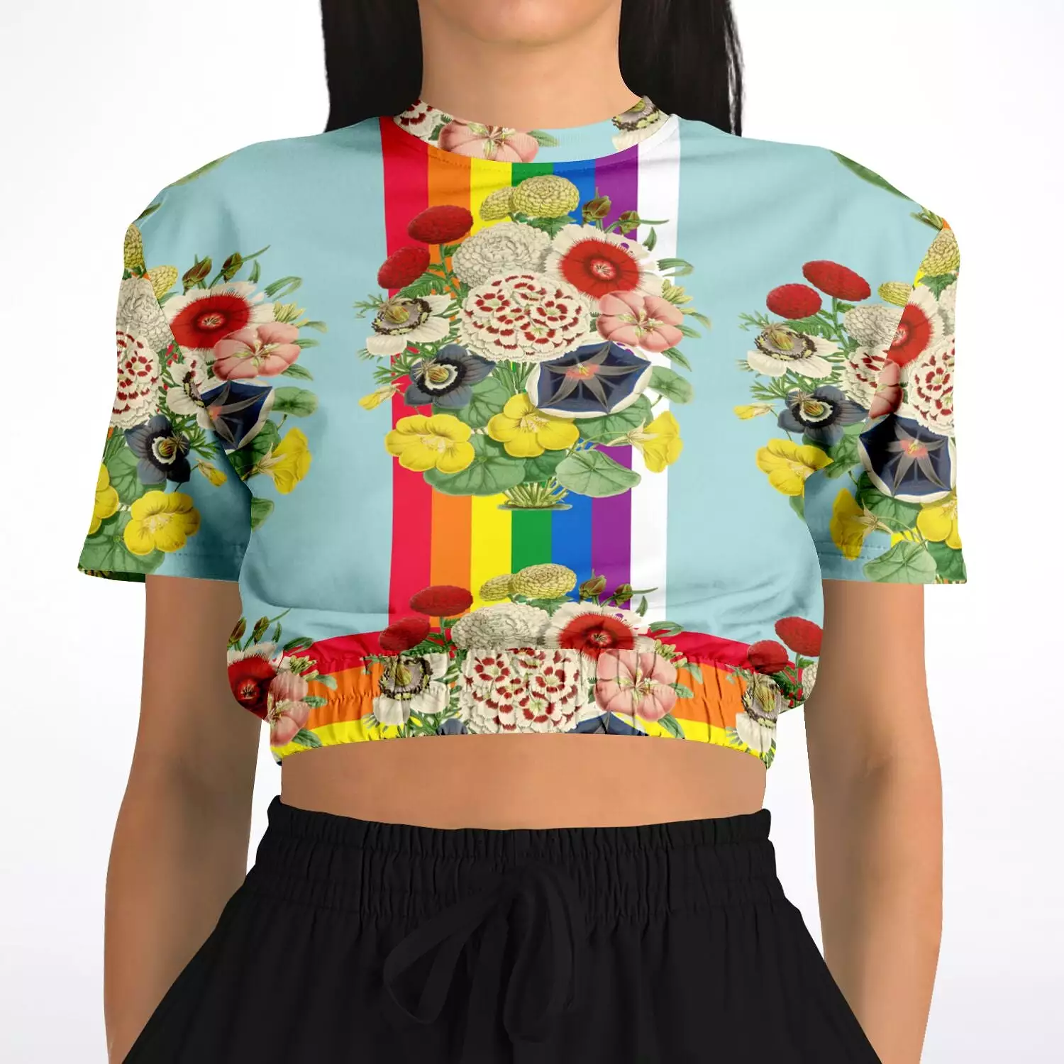 Technicolor Cropped Sweater - Short Sleeve - Eco-Poly