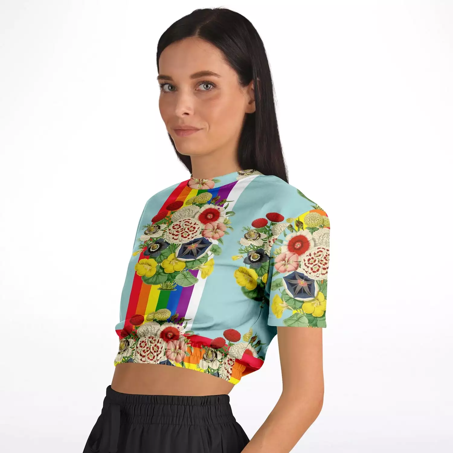 Technicolor Cropped Sweater - Short Sleeve - Eco-Poly