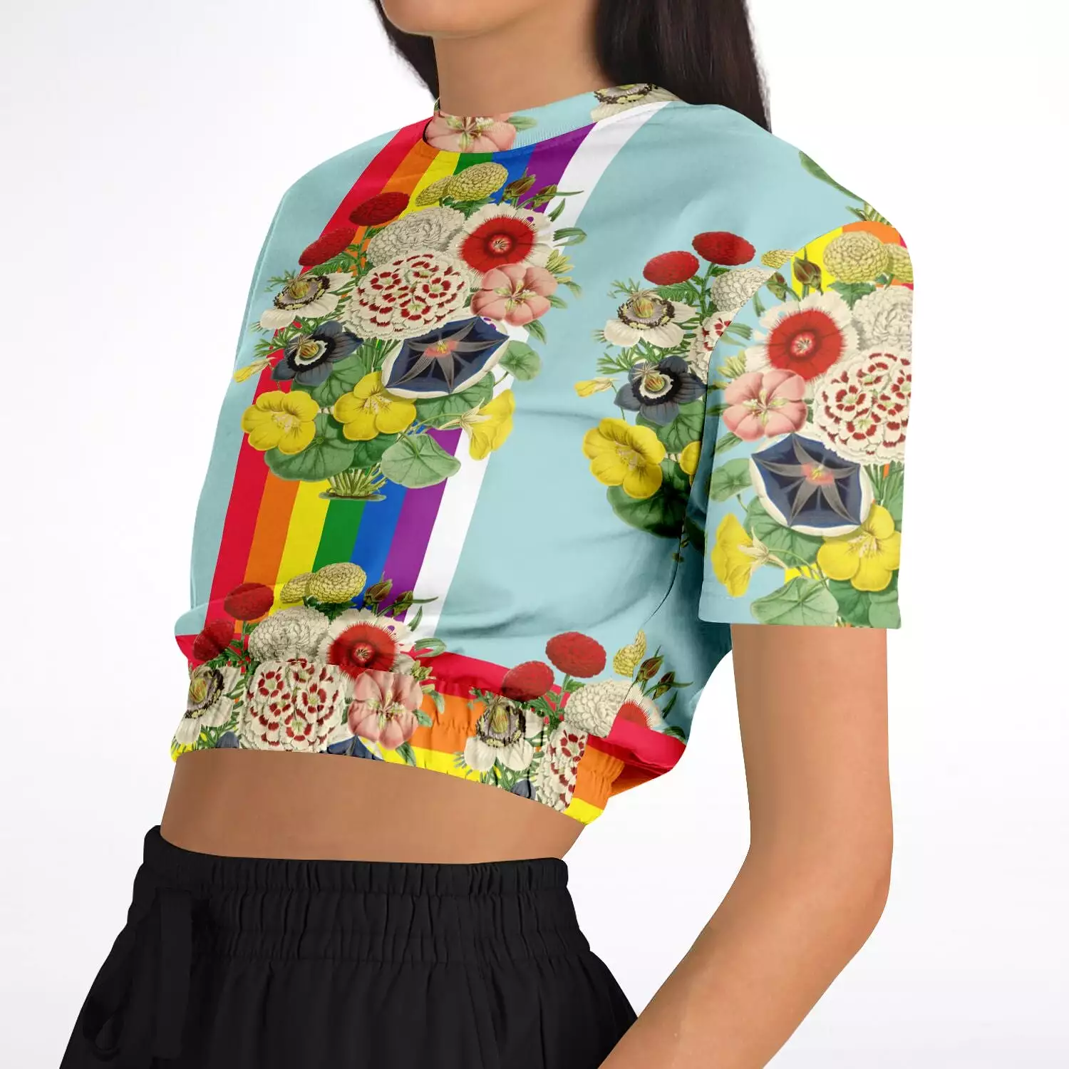 Technicolor Cropped Sweater - Short Sleeve - Eco-Poly