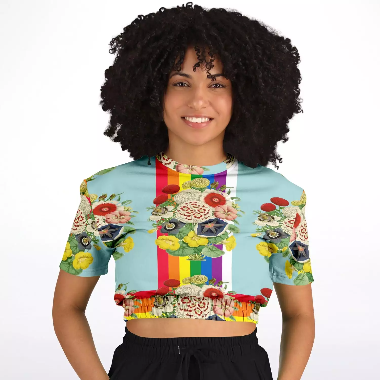 Technicolor Cropped Sweater - Short Sleeve - Eco-Poly