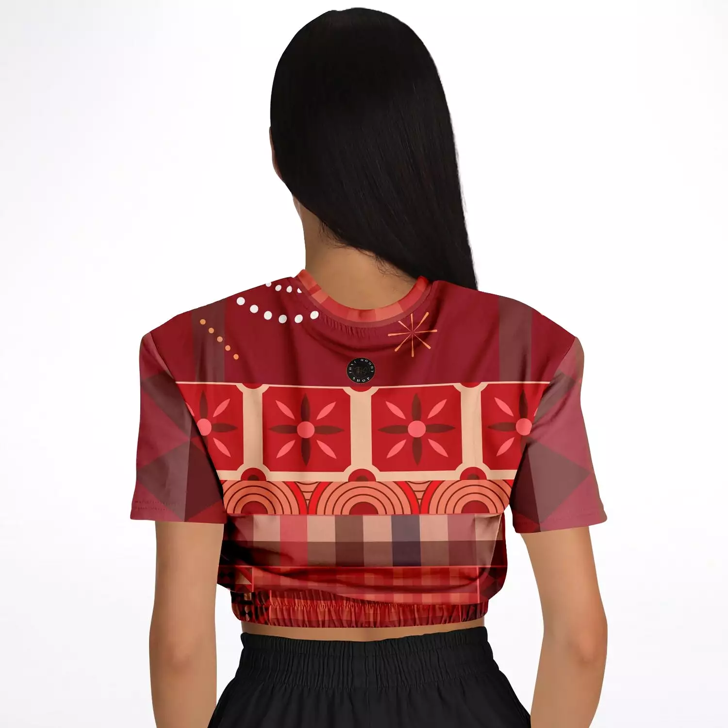 Toscana Red Short Sleeve Cropped Eco-Poly Sweater