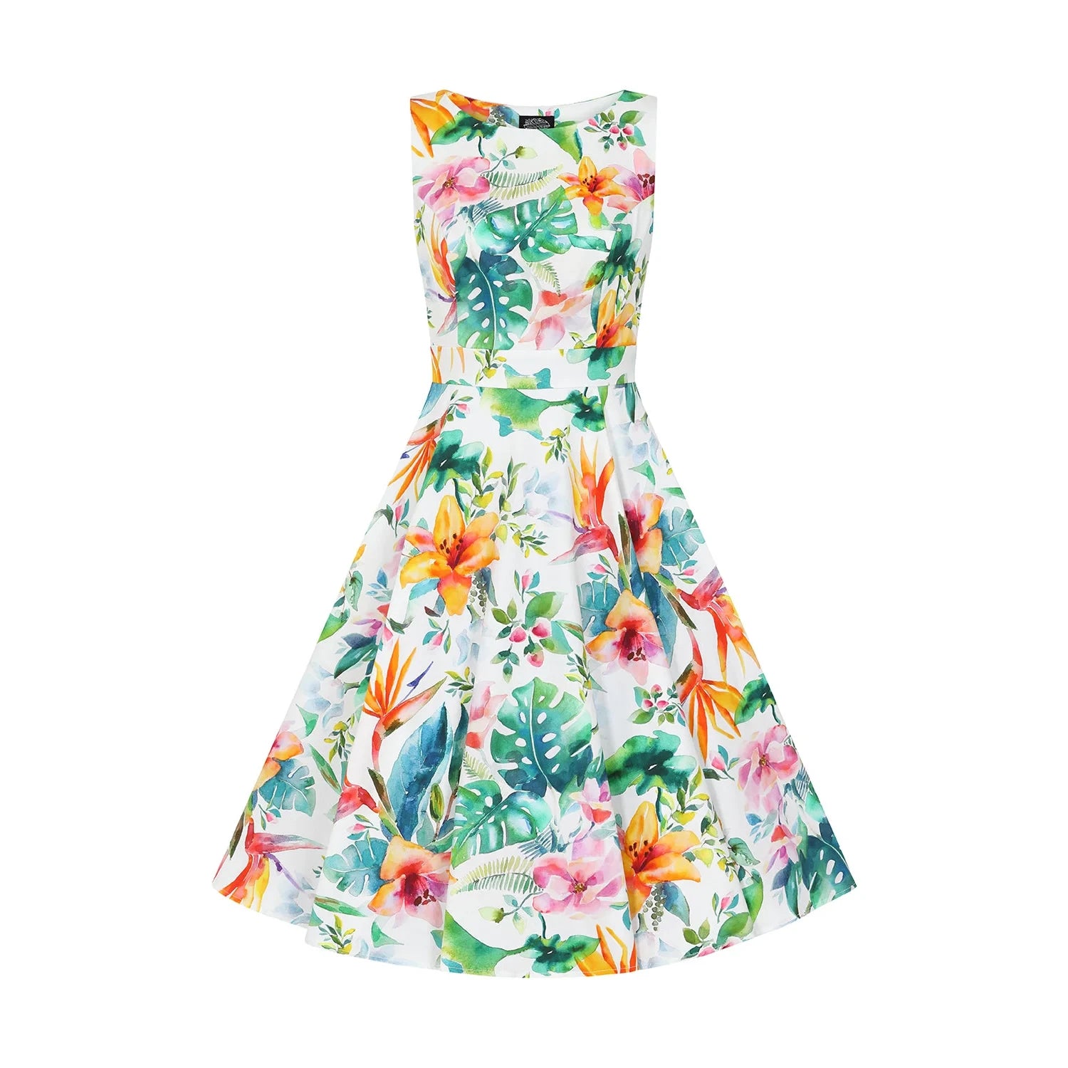 Tropical Floral White Summer Dress