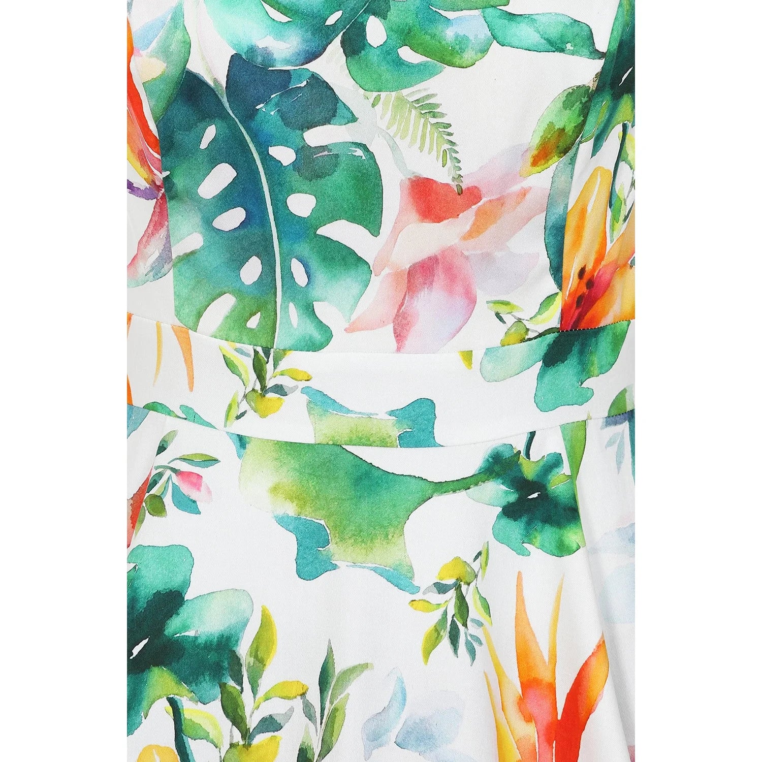 Tropical Floral White Summer Dress